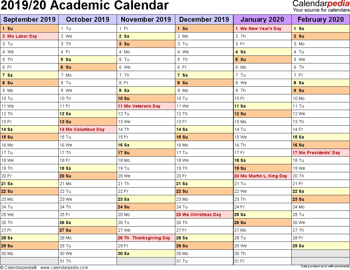 Academic Calendars 2019/2020 - Free Printable Word Templates  Summer Calendar Templates