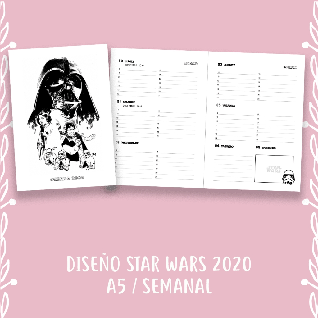 Agenda Semanal 2020 - Star Wars A5 - Pdf  Calendario Star Wars 2020 Para Imprimir