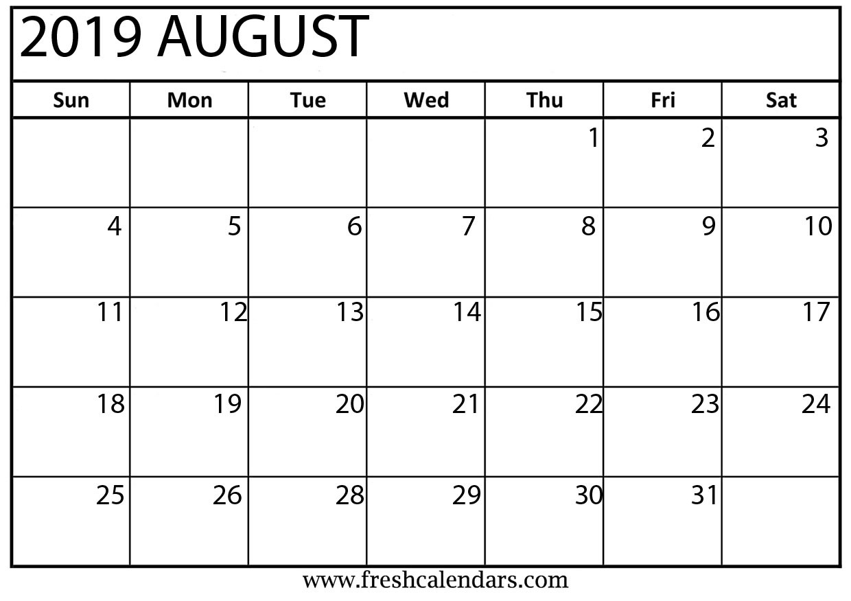 August 2019 Calendar Printable - Fresh Calendars  Monthly Calendar August  2020 8 X 11