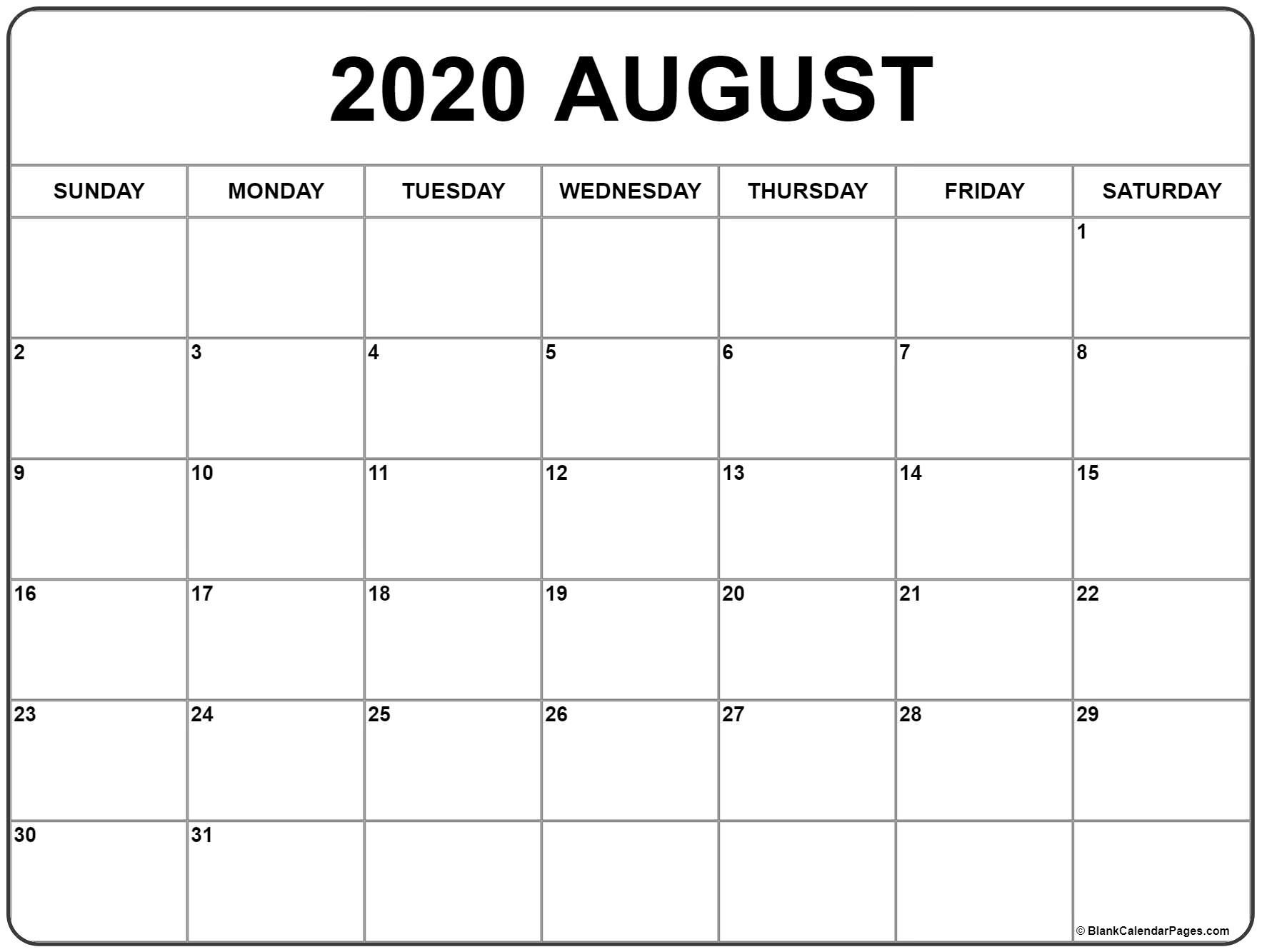 August 2020 Calendar | Free Printable Monthly Calendars  Small August 2020 Calendar