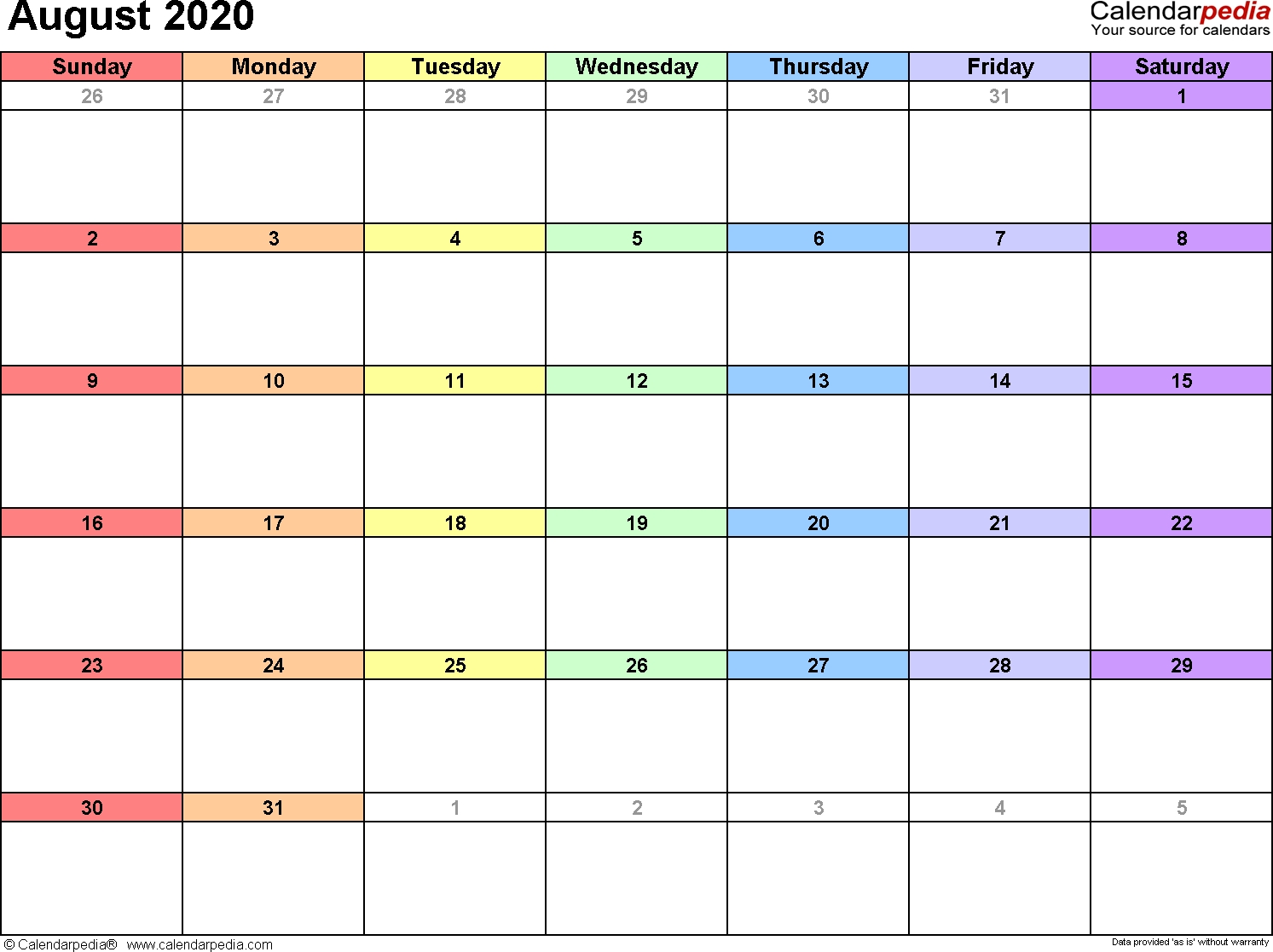 August 2020 Calendars For Word, Excel &amp; Pdf  Small August 2020 Calendar