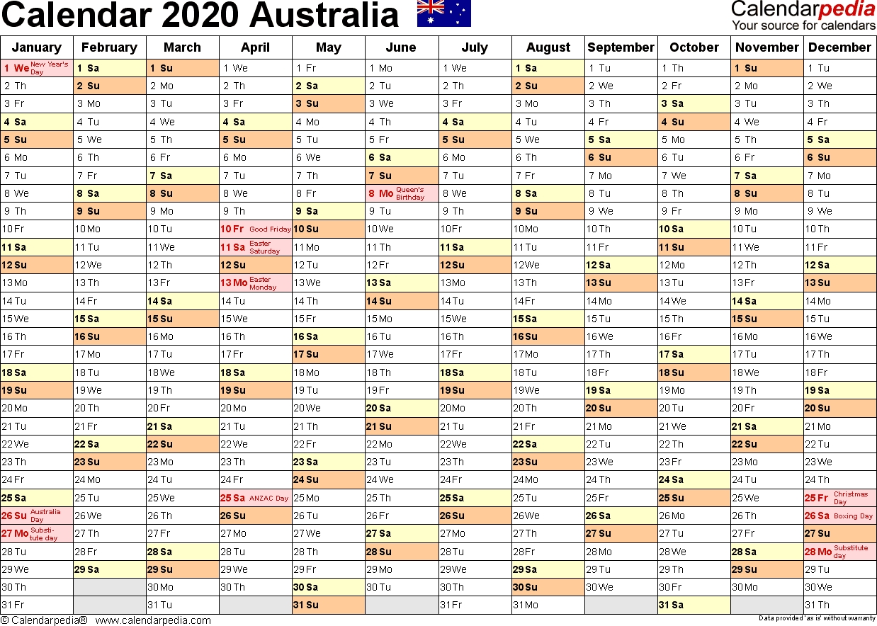 Australia Calendar 2020 - Free Printable Excel Templates  Australian Financial Year 2020