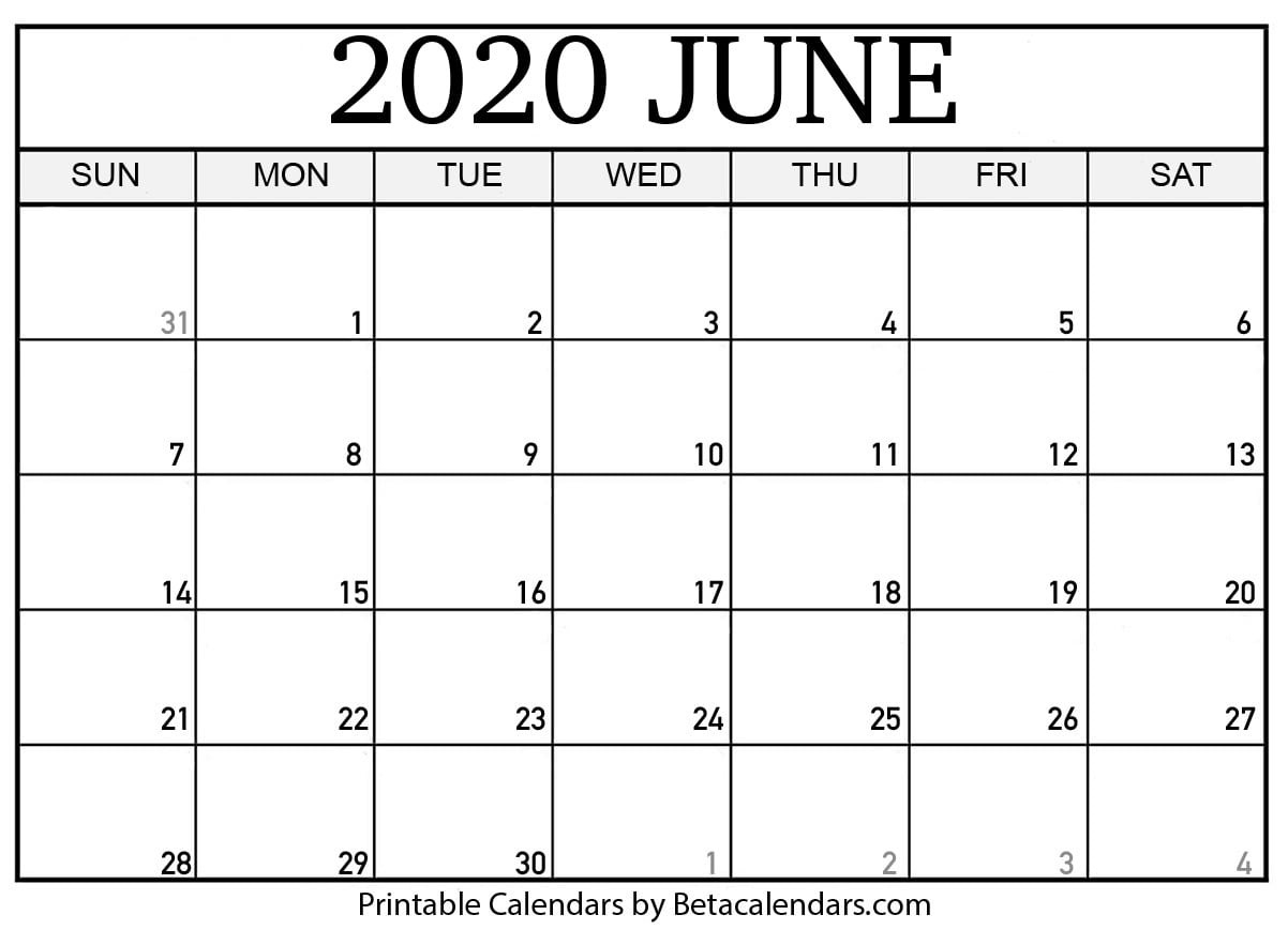 Blank June 2020 Calendar Printable - Beta Calendars  Methadist Liturgical Calendar 2020 2020