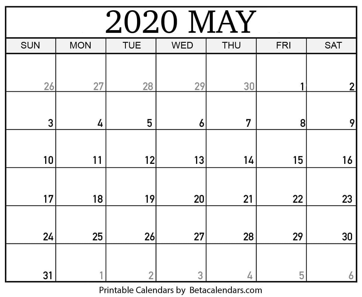 Blank May 2020 Calendar Printable - Beta Calendars  Military Julian Calendar 2020