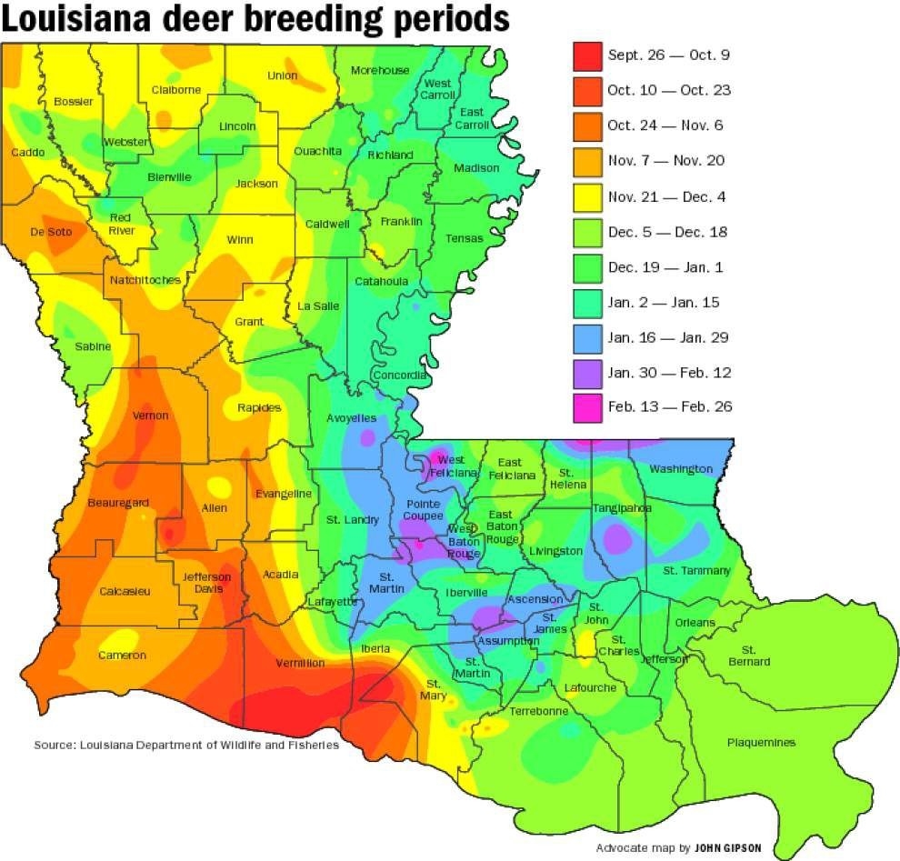 Buck Breeding Calendar Most Complete Ever | Louisiana  Deer Rut Schedule