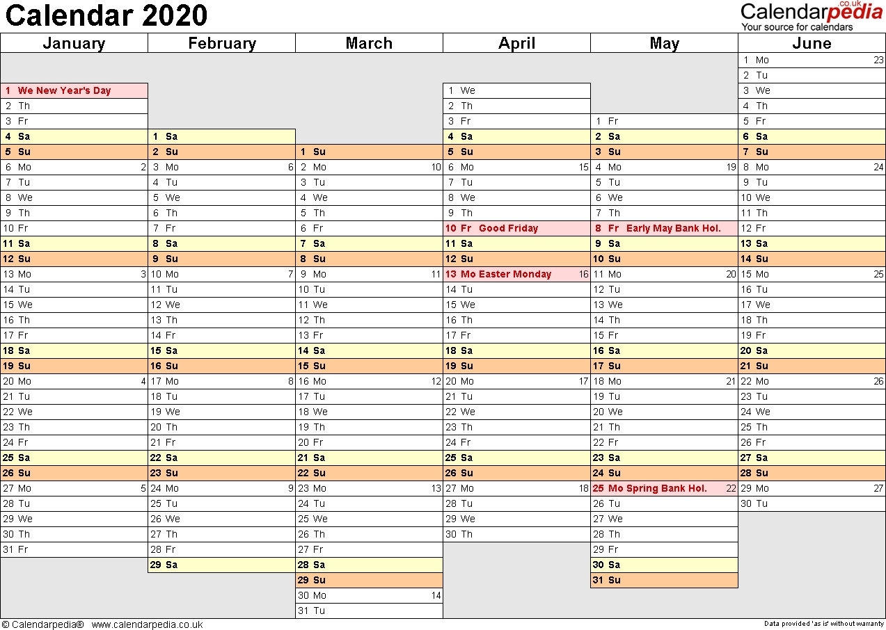 Calendar 2020 (Uk) - 16 Free Printable Pdf Templates  +2020 Calender Month By Month