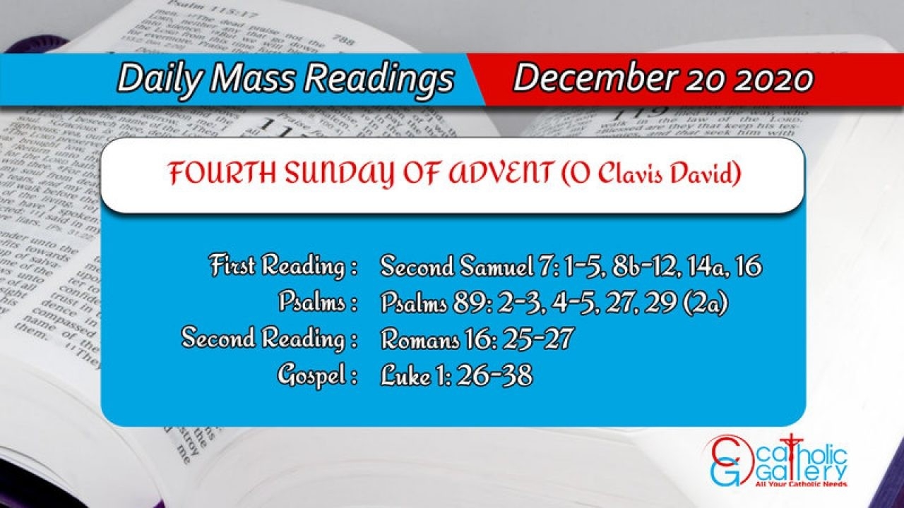 Daily Mass Readings - 20 December 2020 - Sunday - Catholic  Advent Scripture 2020