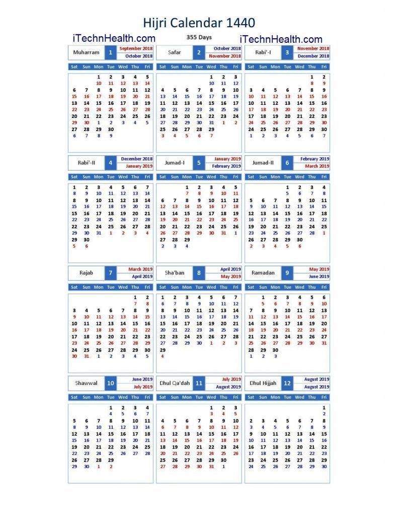 Download Calendar 2019 And Islamic Calendar 2019 / 1440  Islamic Calendar 2020 Pdf