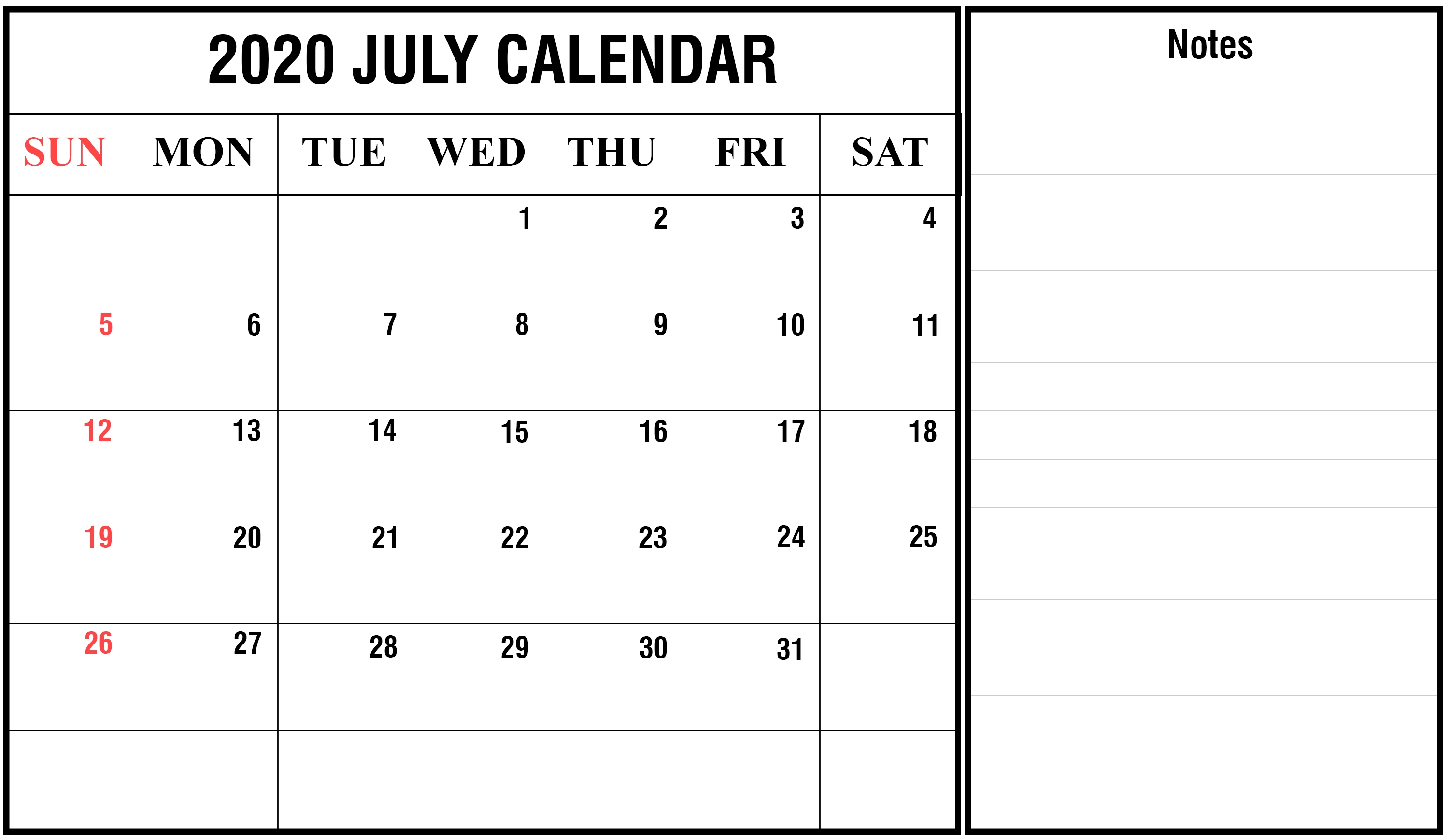 Download July 2020 Calendar Printable Templates {Pdf, Excel  Full Size Sheet Printable September  2020Calendar