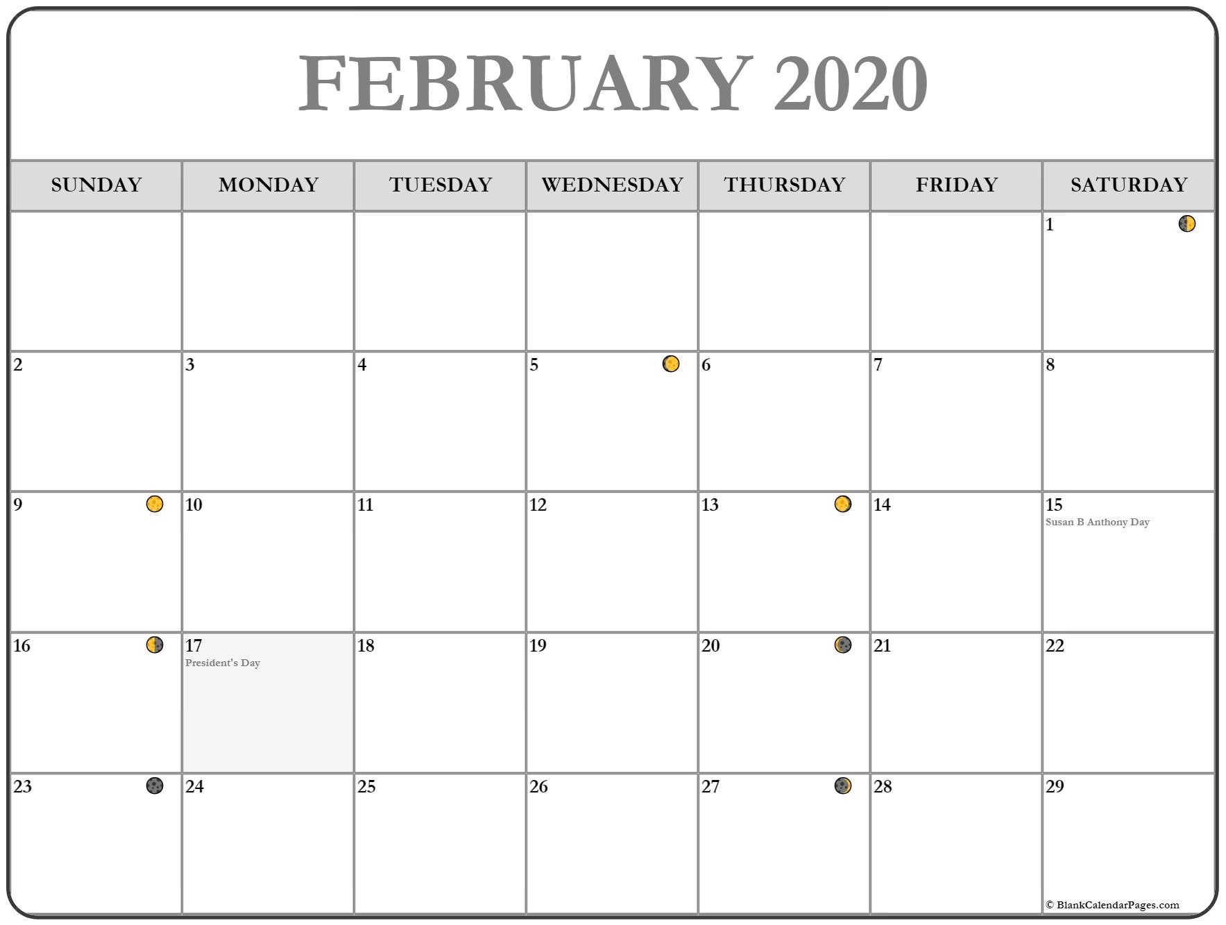 February 2020 Lunar Calendar | Moon Phase Calendar  Lunar And Solar Calendar 2020