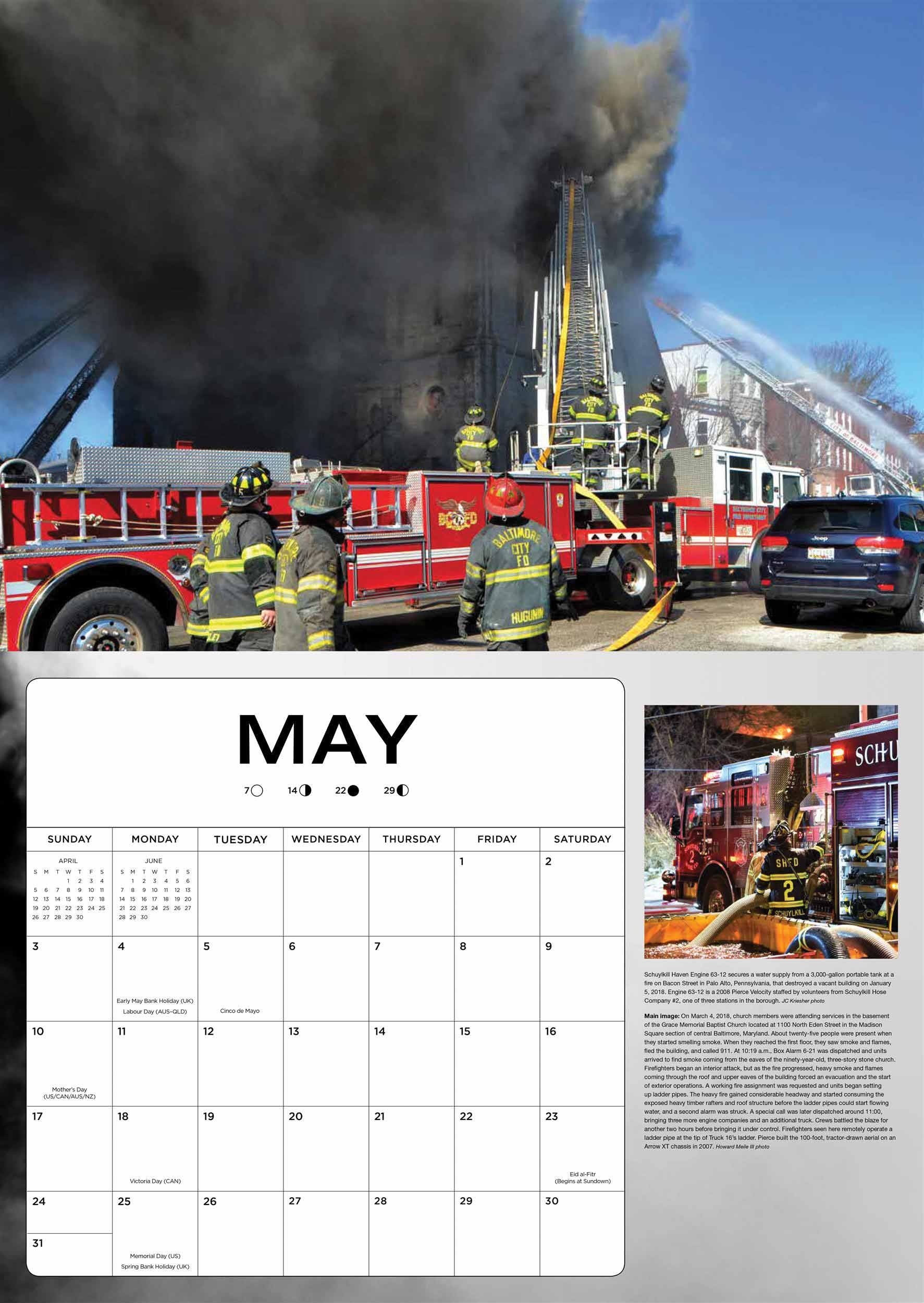 Fire Trucks In Action Deluxe Calendar 2020  Fire Department Schedule 2020