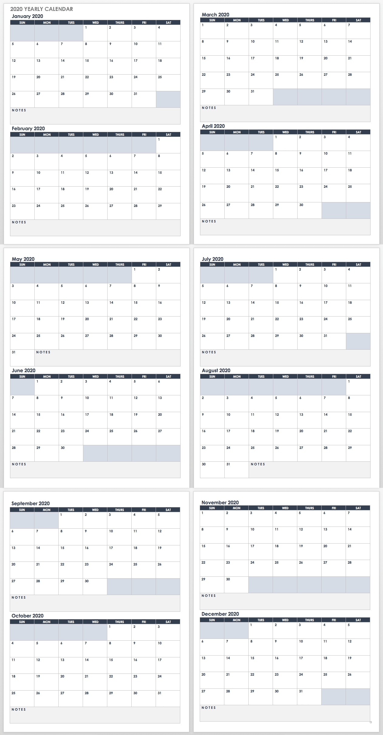 Free Google Calendar Templates | Smartsheet  2020 Attendane Tracking Calendar