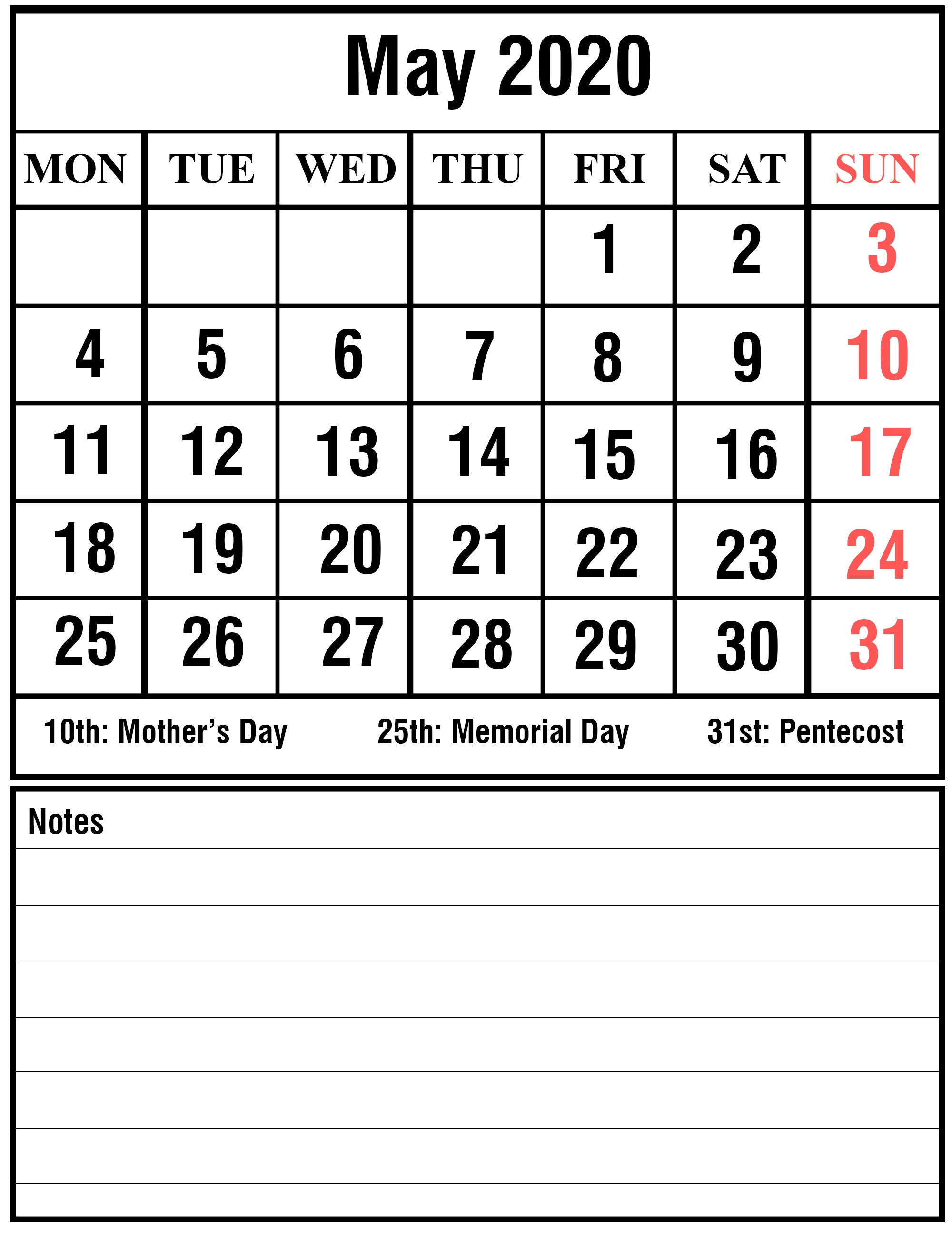 Free May 2020 Printable Calendar Template With Holidays [Pdf  Firefighter Calendar 2020 Printable