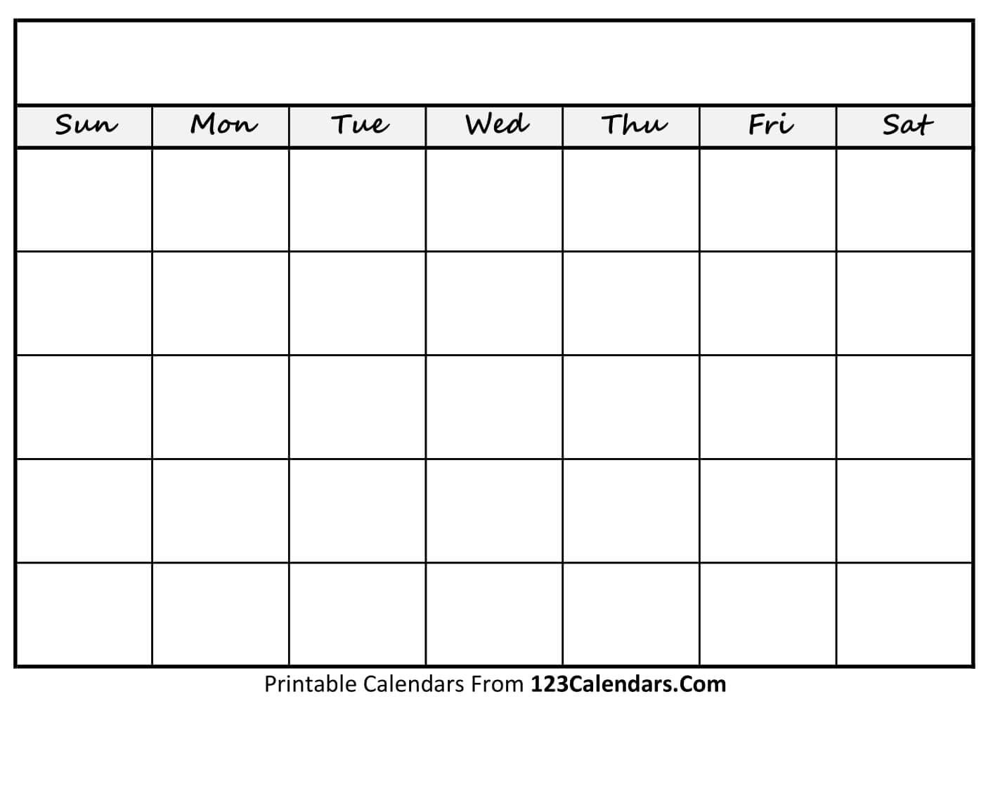 Free Printable Blank Calendar | 123Calendars  Printable Fill In Calendar Temoplate