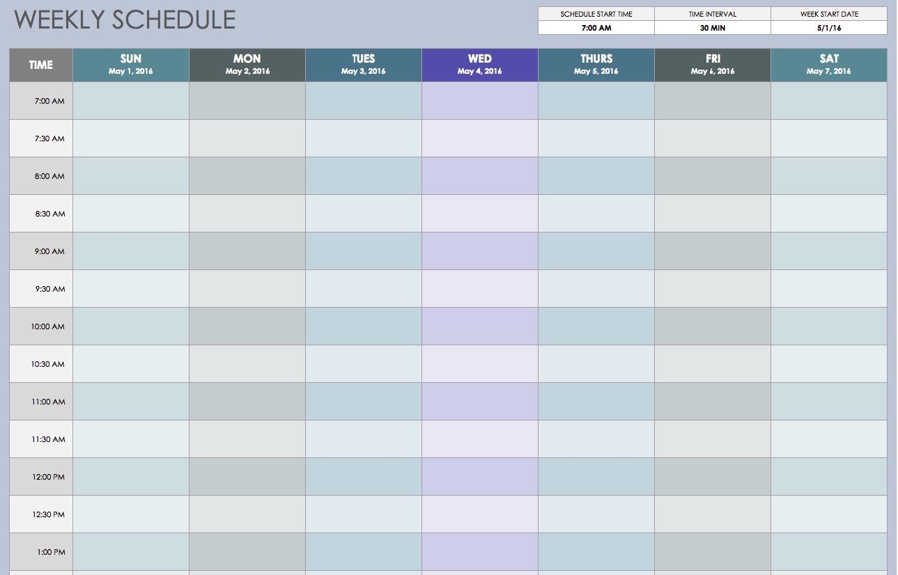 Free Weekly Schedule Templates For Excel - Smartsheet  Free Printable Monthly Payment Sheet