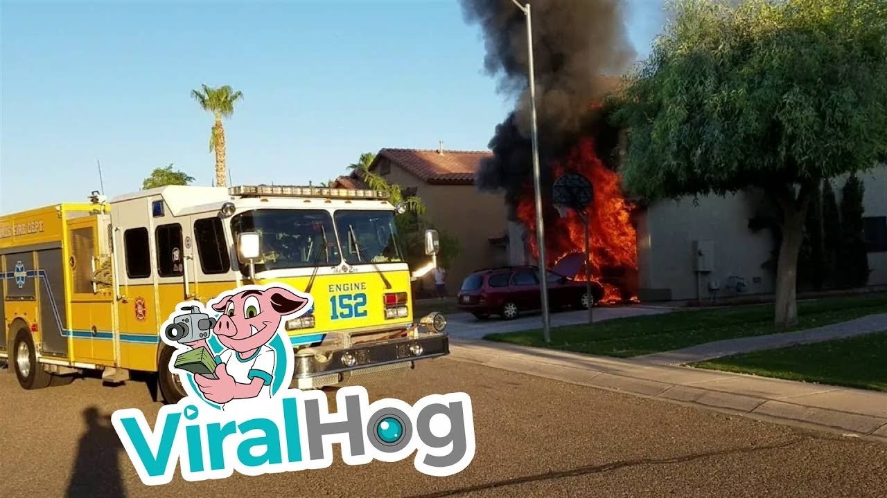 Garage Fire Quickly Turns Into Giant House Fire || Viralhog  Fire Glendale August 2020