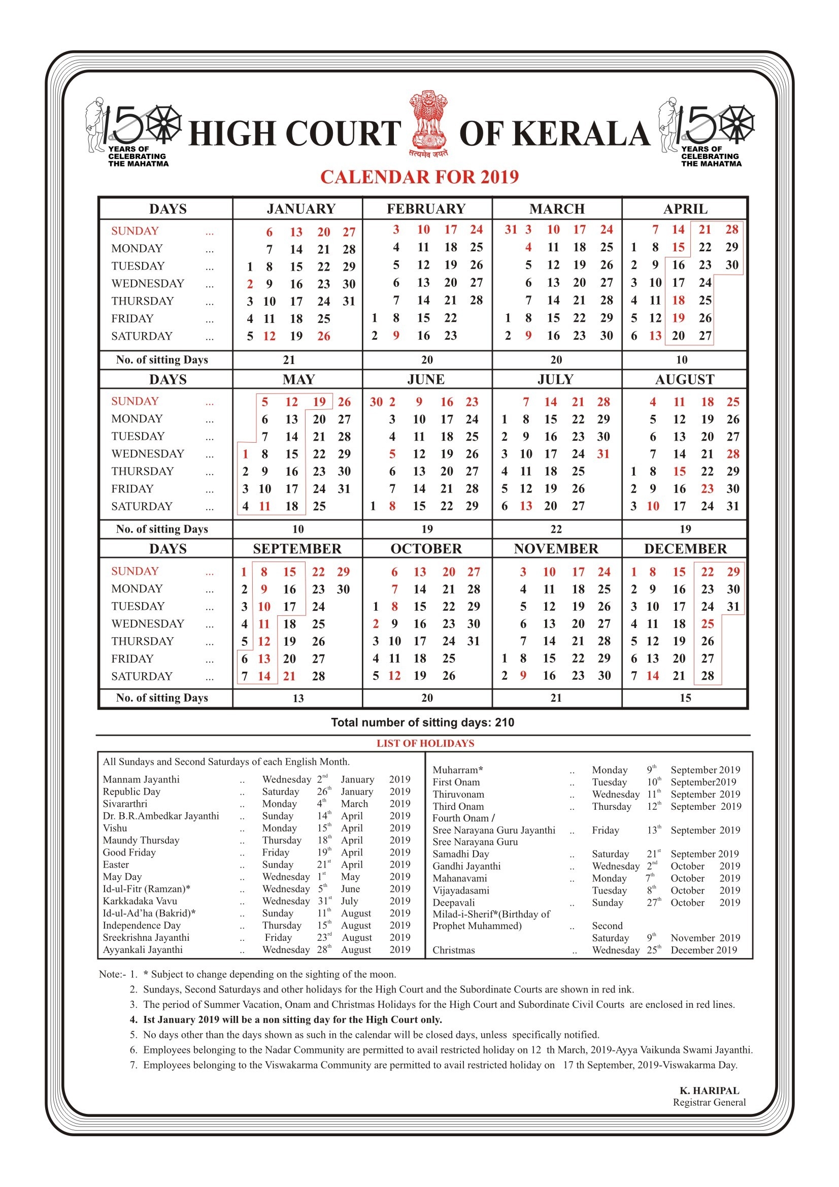 Kerala Government Calendar 2020 Pdf - Template Calendar Design