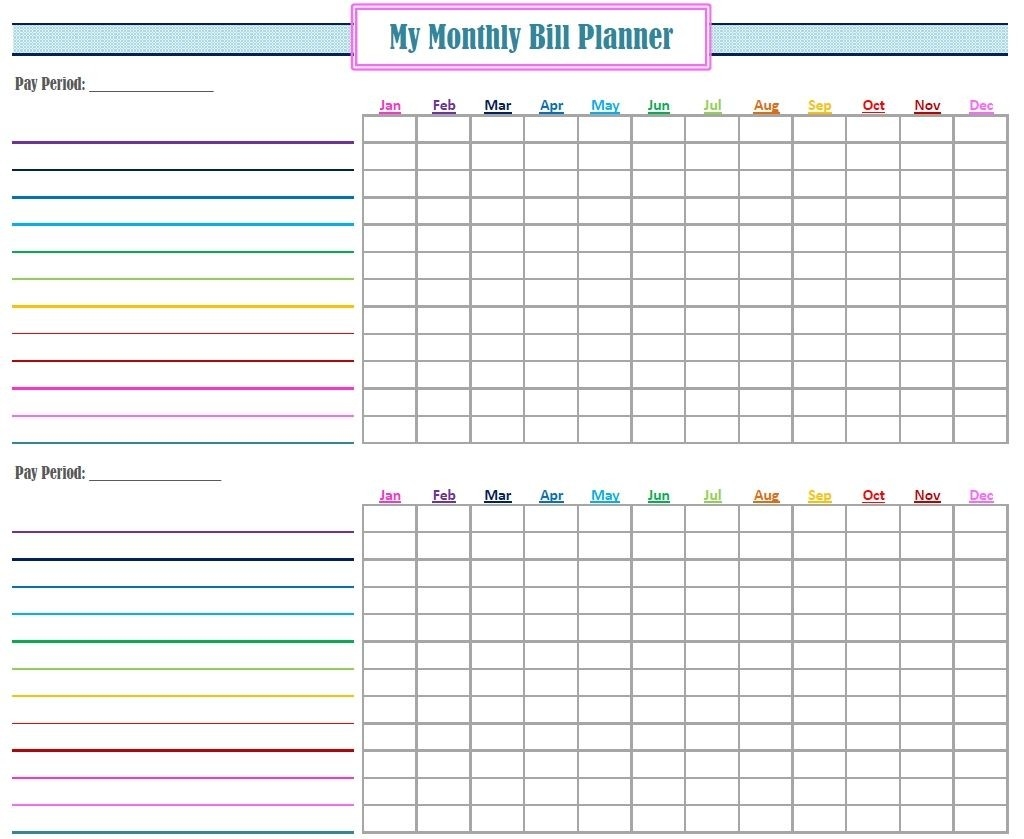 Monthly Bill Log Template Free Printable Monthly Bill  Fillable Monthly Bill Payment Worksheet