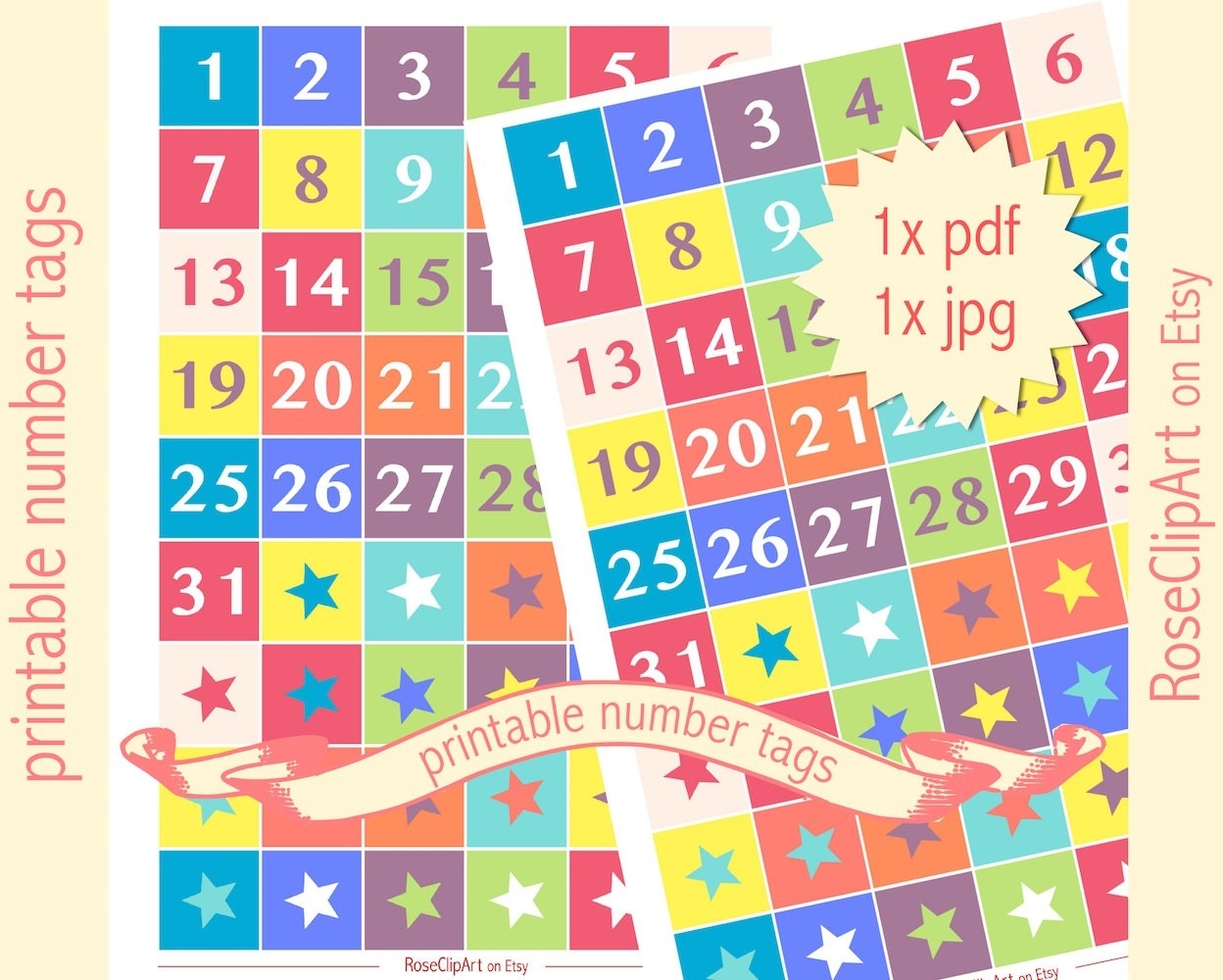 Printable Numbers 1-31 - Instant Download - Advent Calendar Tags -  Commercial Use Allowed - Numbers And Star Tags - For Children - Stars  Numbers 1 31 Printable