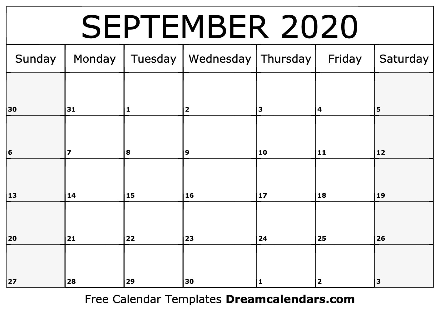 Printable September 2020 Calendar  Calandar For August To December 2020