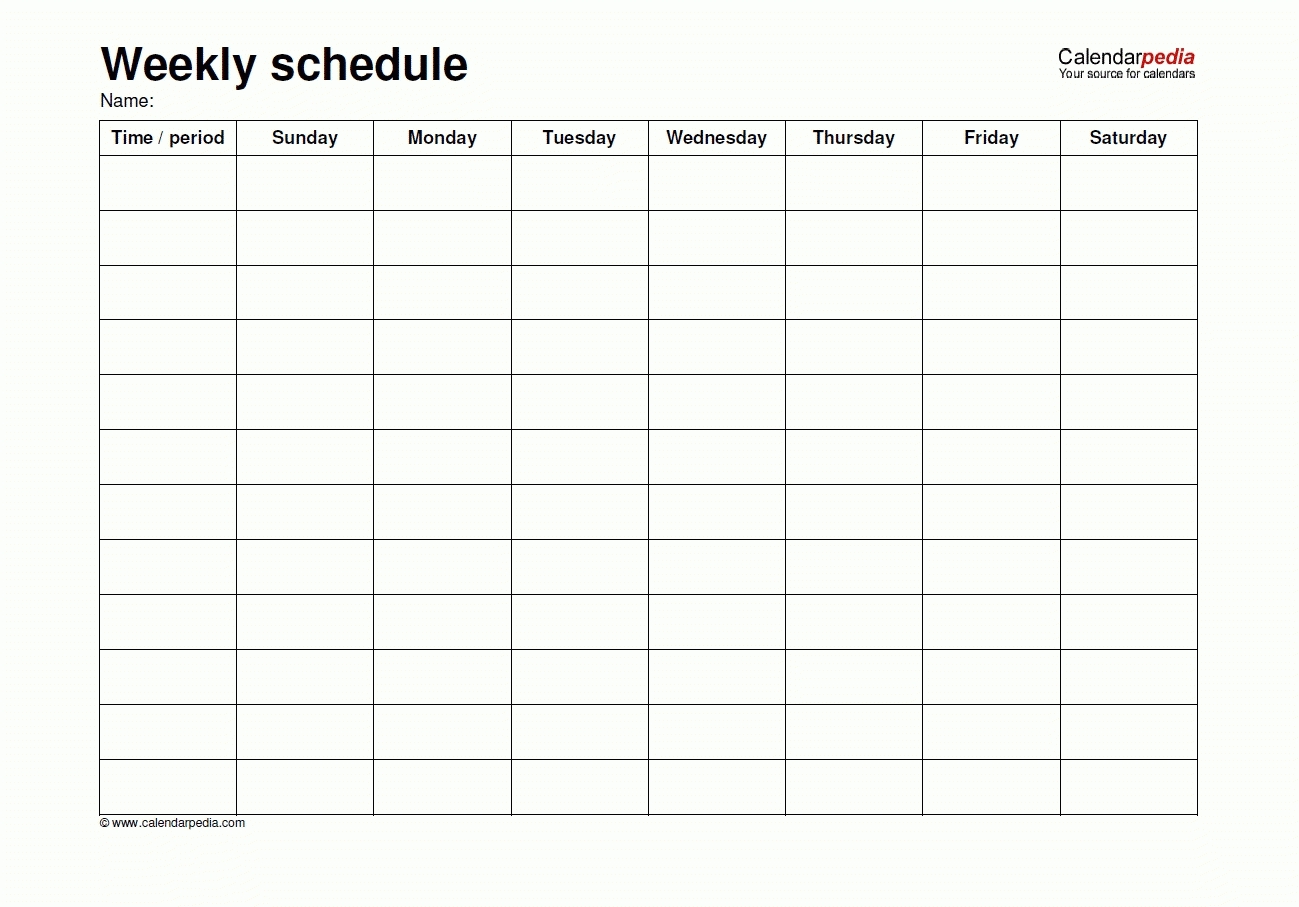 Schedule Template Weekly Sunday Through Saturday Employee  Monday Through Friday Scheule Pdf