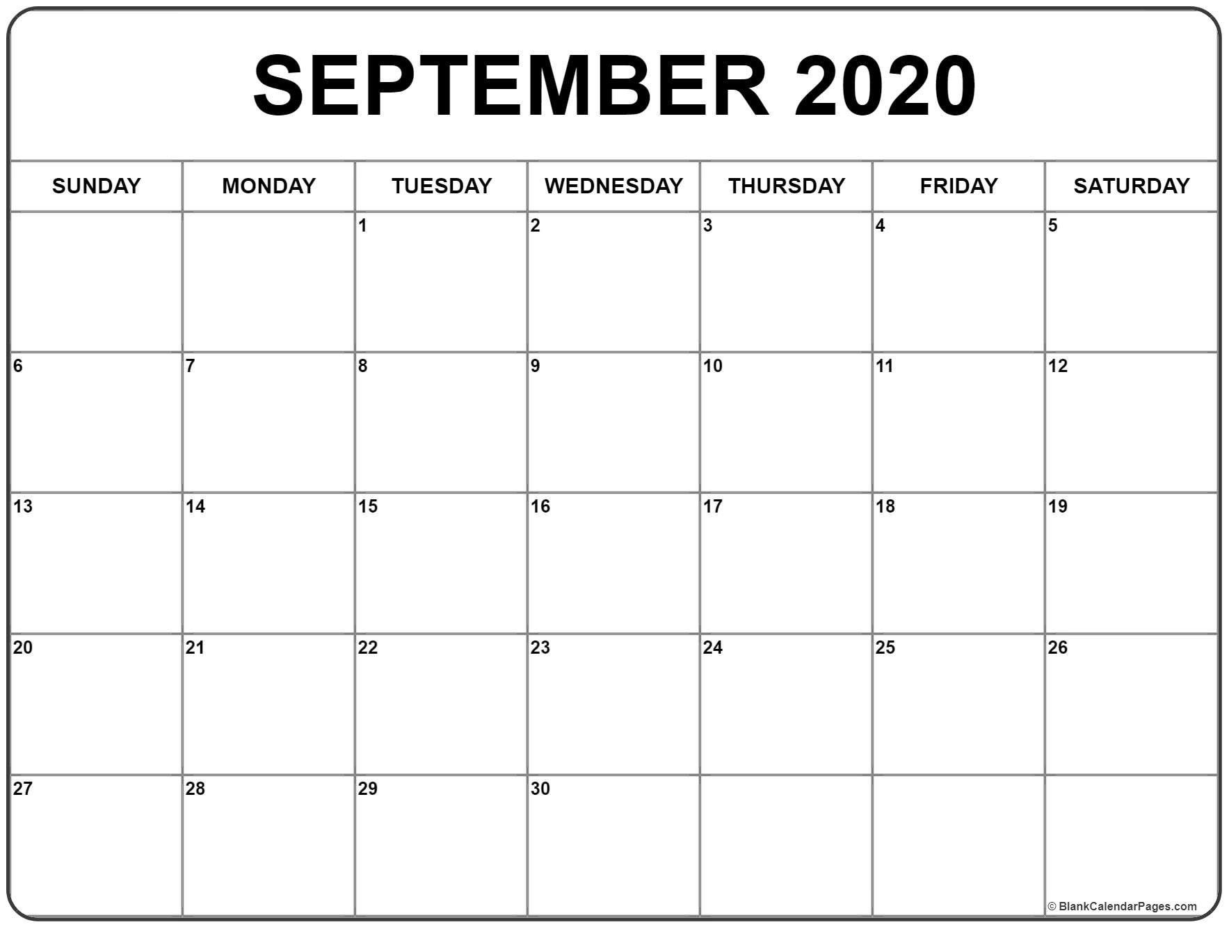 September 2020 Calendar 51 Calendar Templates Of 2020  Full Size Sheet Printable September  2020Calendar