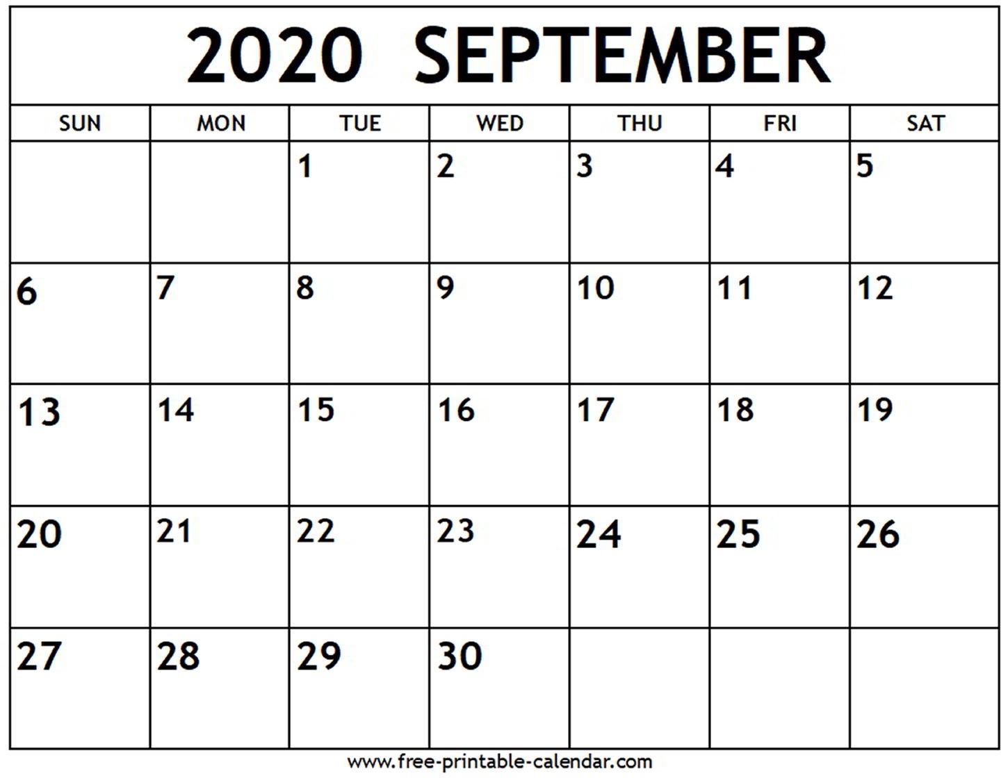 September 2020 Calendar - Free-Printable-Calendar  August To December 2020 Calendar