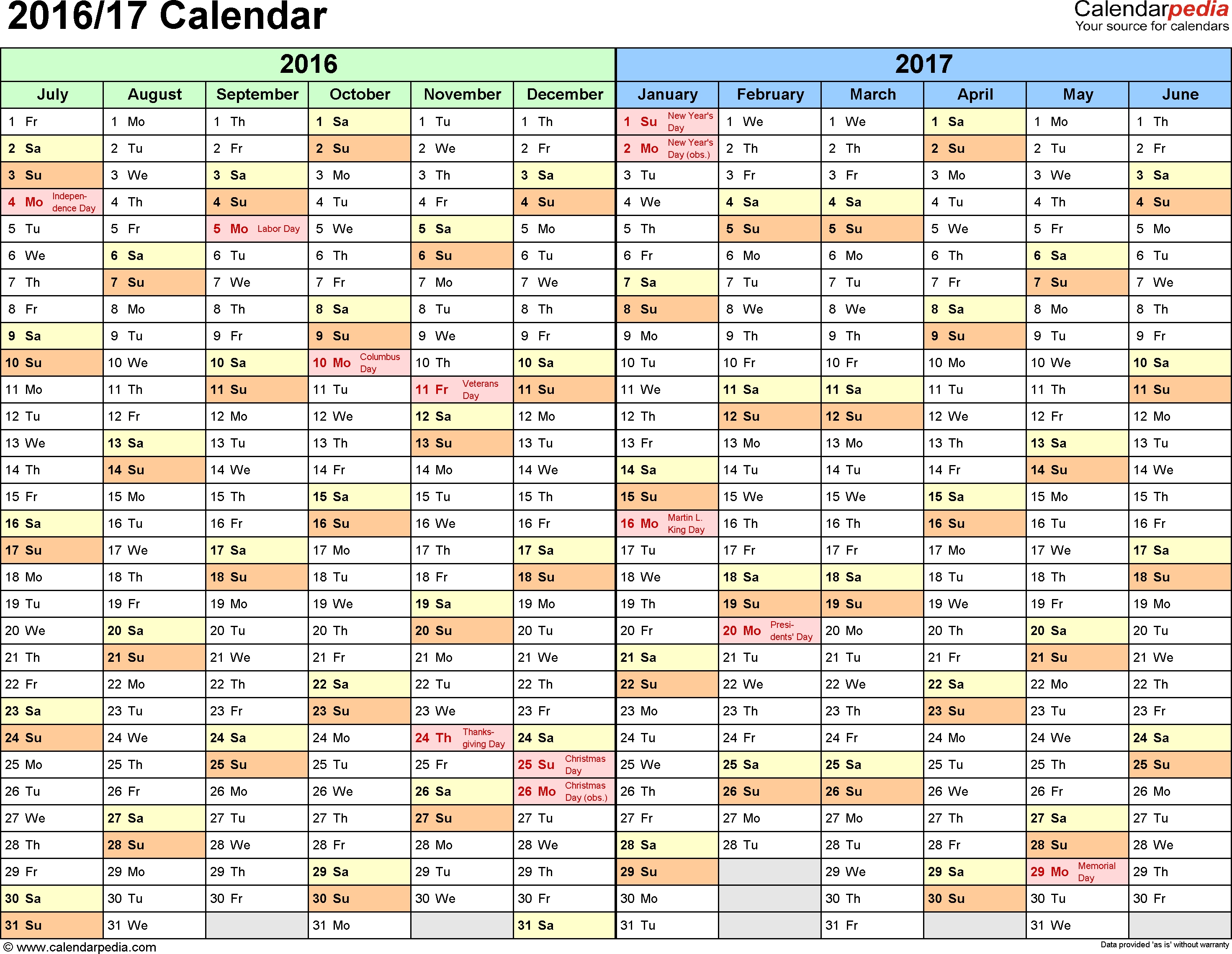 Split Year Calendar 2016/17 (July To June) - Pdf Templates  Financial Year Calendar Australia