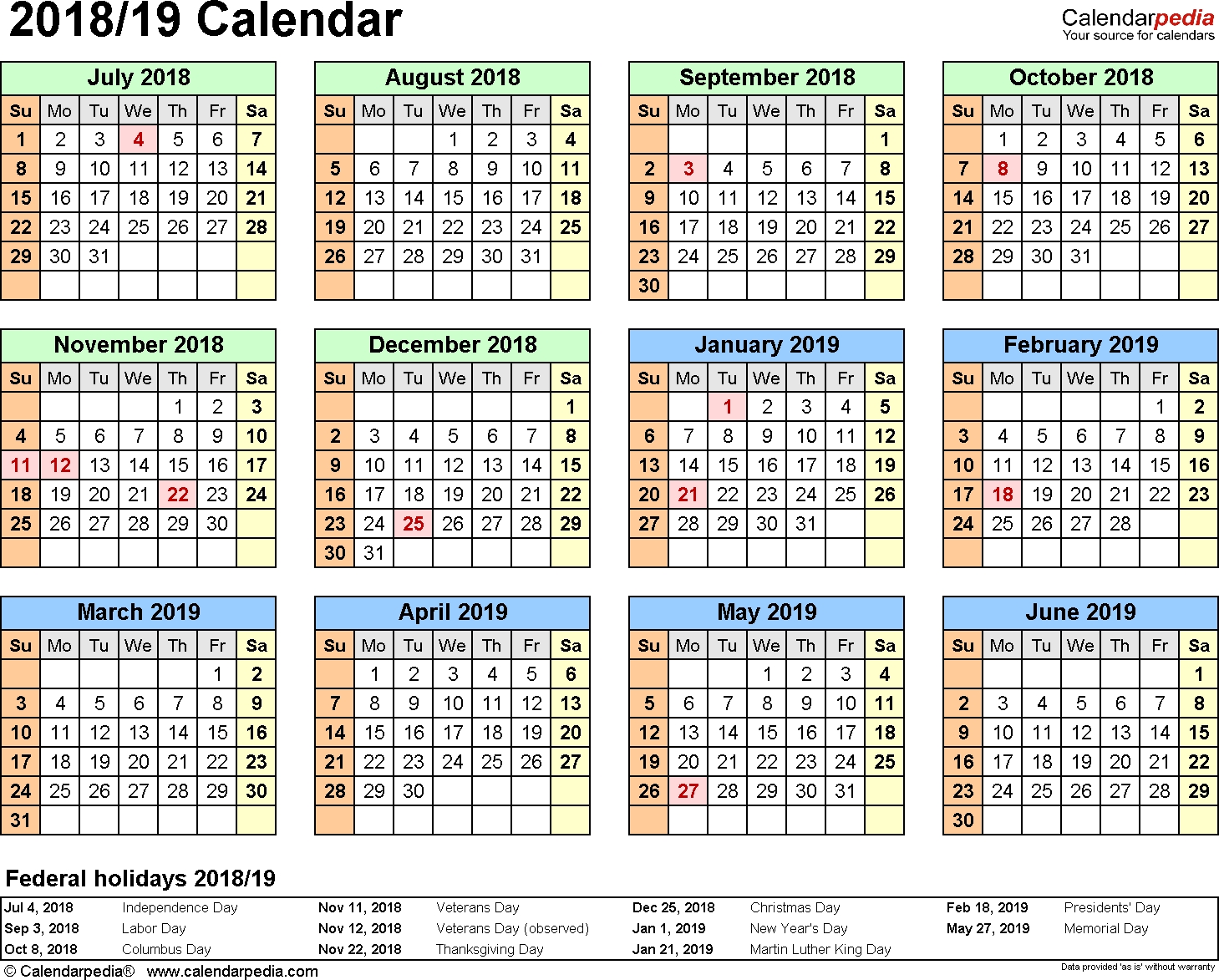 Split Year Calendar 2018/19 (July To June) - Pdf Templates  Australian Financial Year Calendar