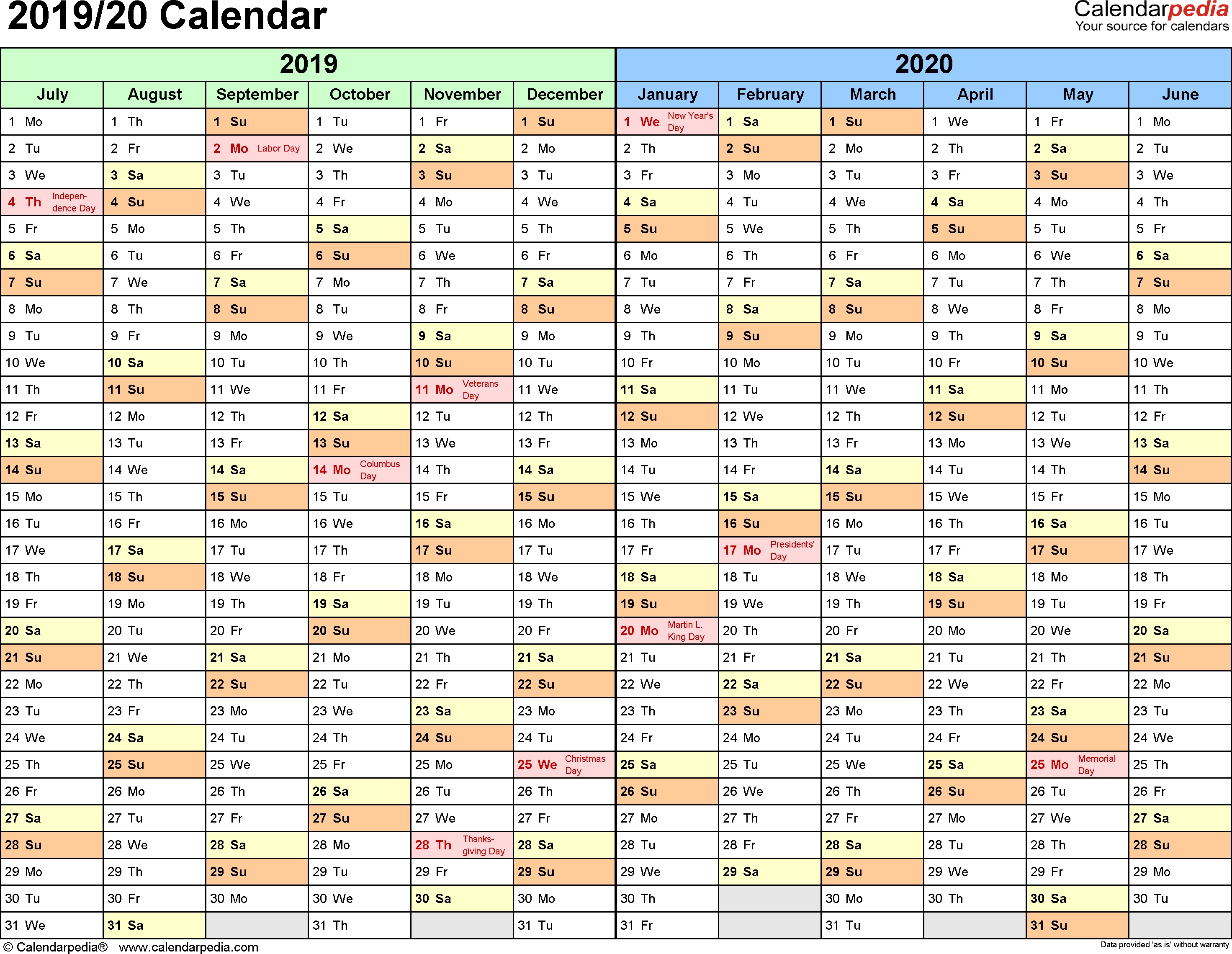 Split Year Calendar 2019/20 (July To June) - Pdf Templates  2020 20 Australian Financial Year Calendar