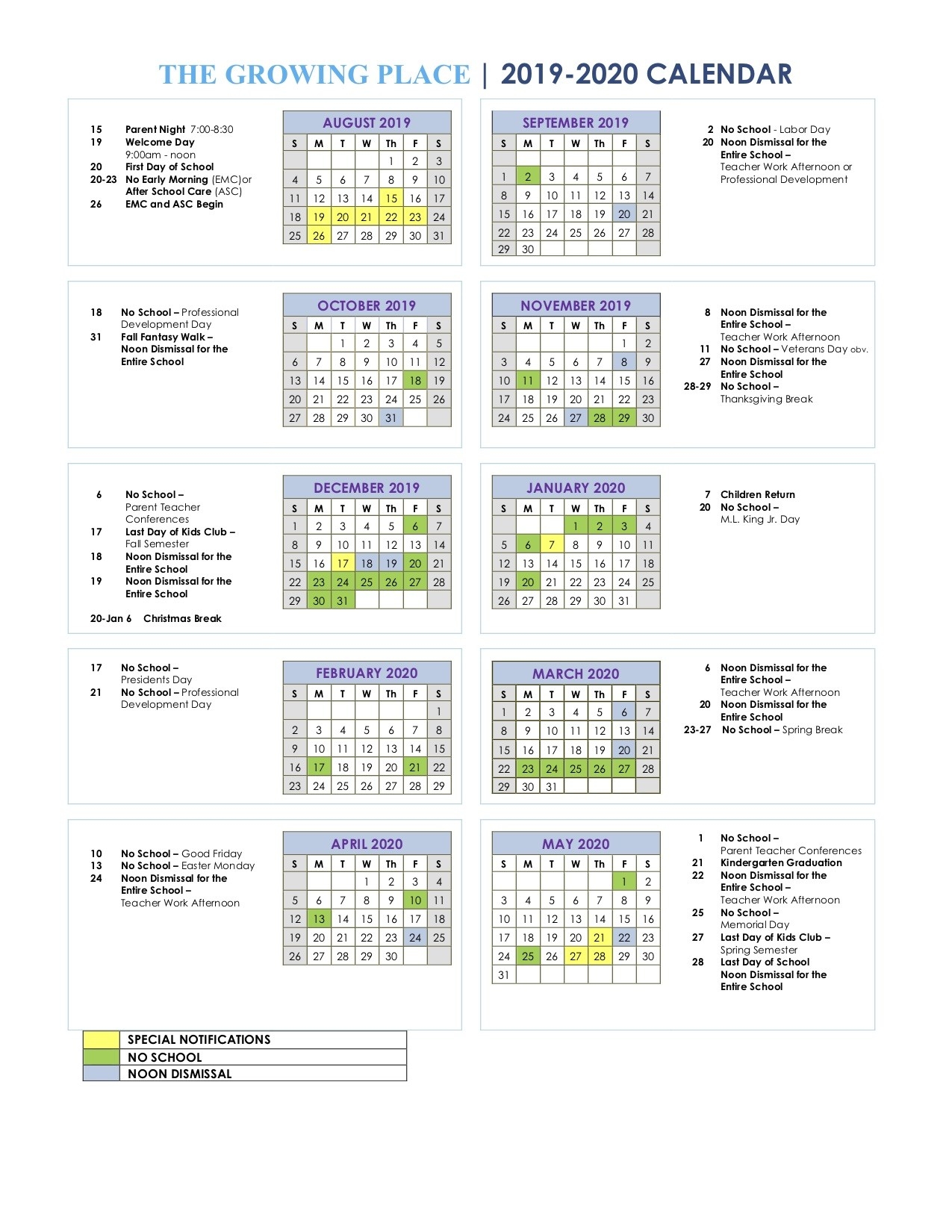 The Growing Place Calendar  2020 Methodist Church Calendar
