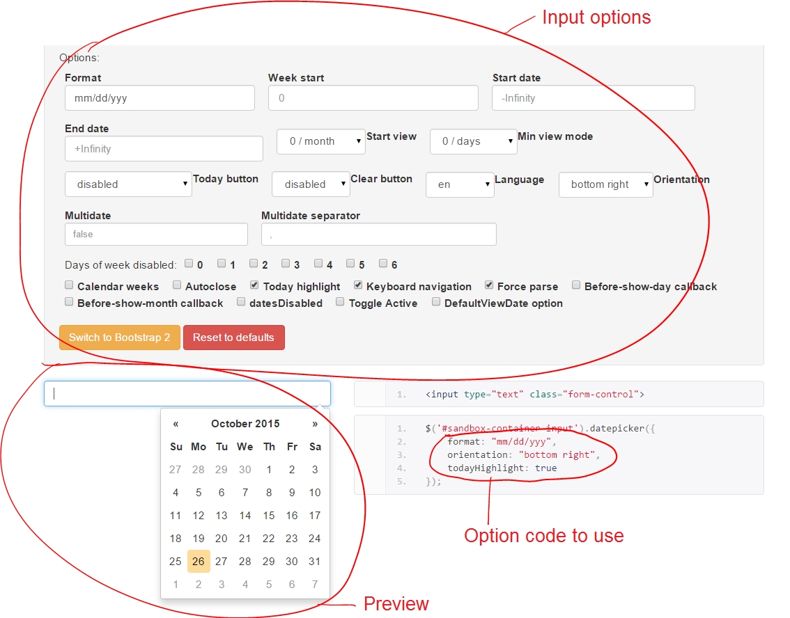 Tutorial: Add A Date Picker To A Bootstrap Form | Formden  Date Code Calendar
