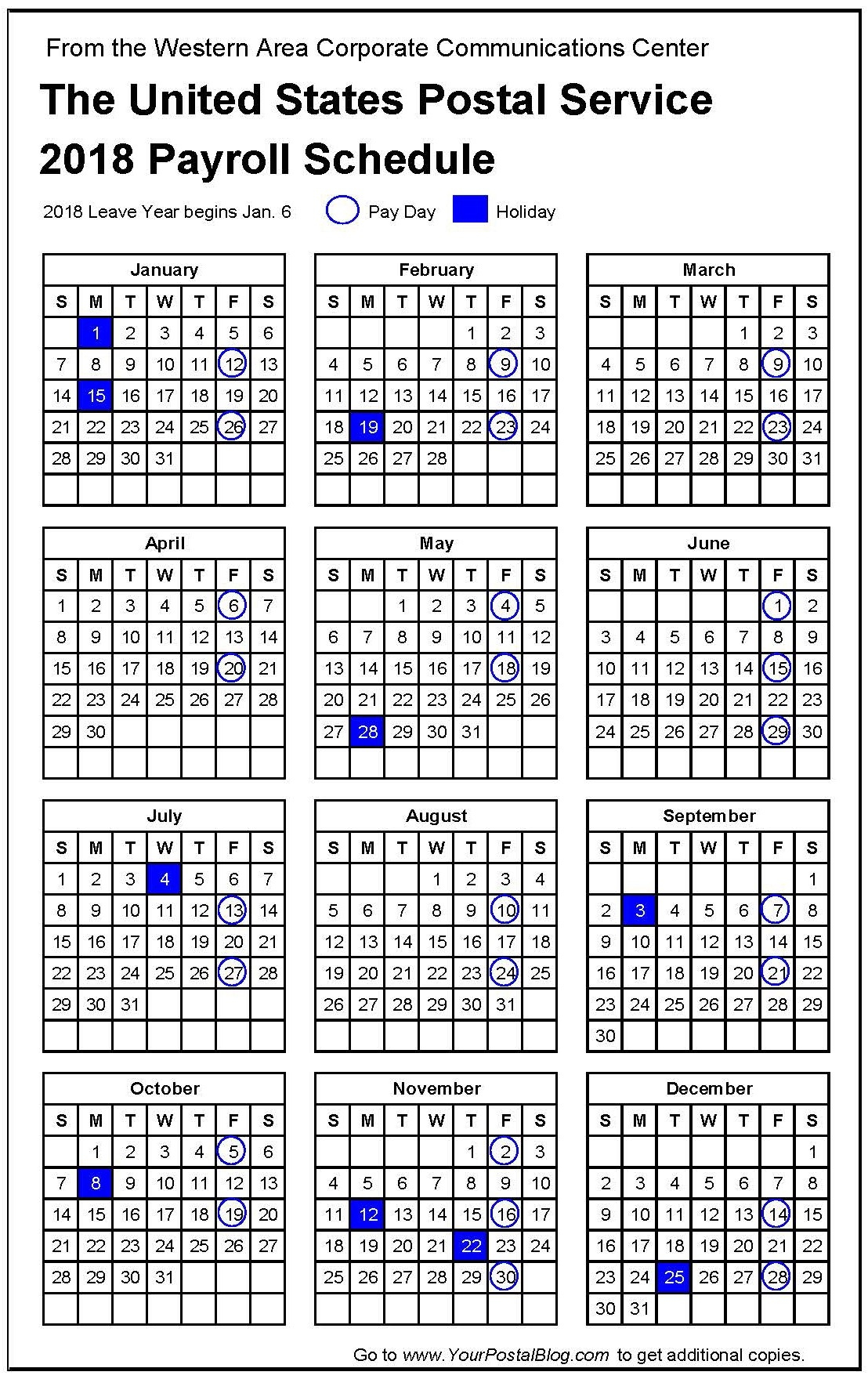 2020 Postal Pay Periods - Template Calendar Design