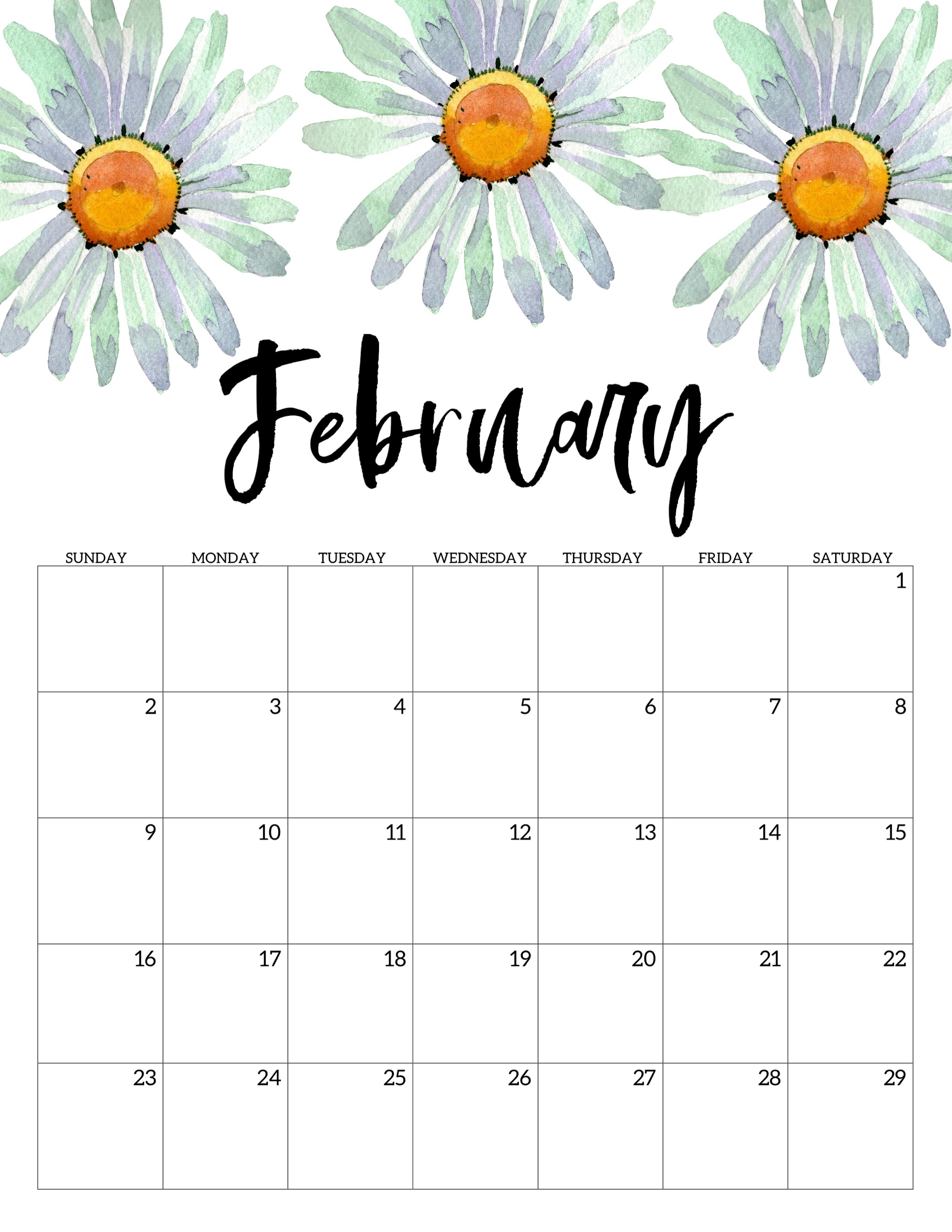2020 Free Printable Calendar - Floral - Paper Trail Design  Girly Monthly Calendar Printable 2020