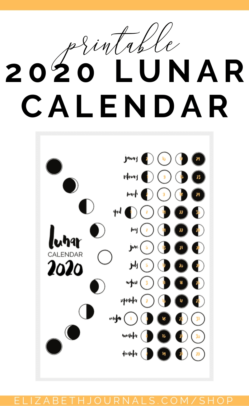 2020 Lunar Calendar Bullet Journal Printable | Bullet  Solar Lunar Calendar 2020