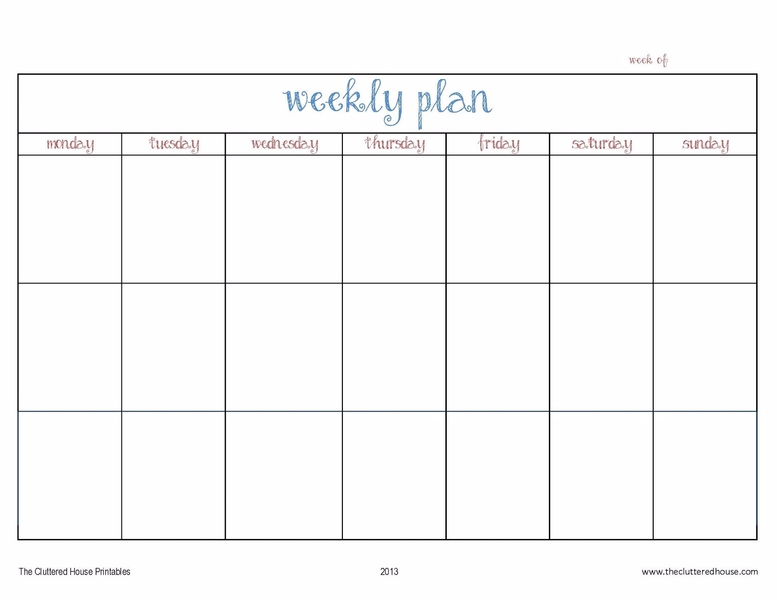 7 Day Weekly Planner Template Printable – Template Calendar  7 Day Planner Printable