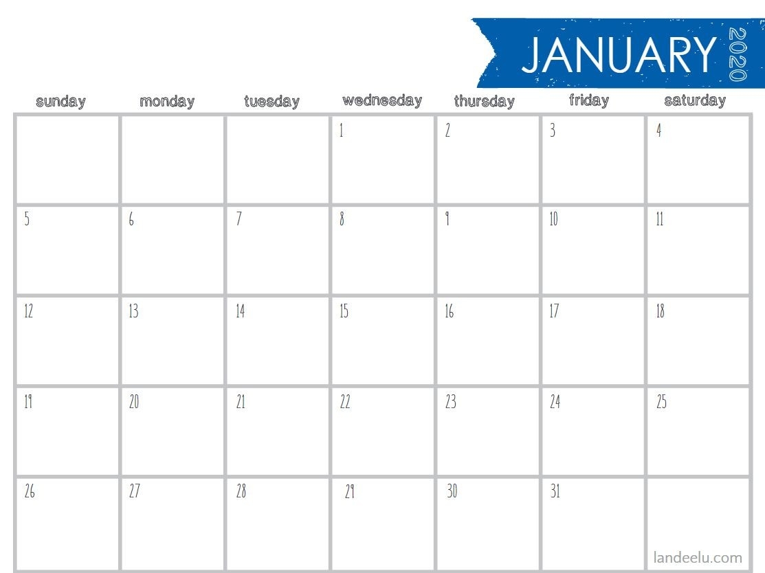 8 Stylish Free, Printable Calendars For 2020  Girly Monthly Calendar Printable 2020