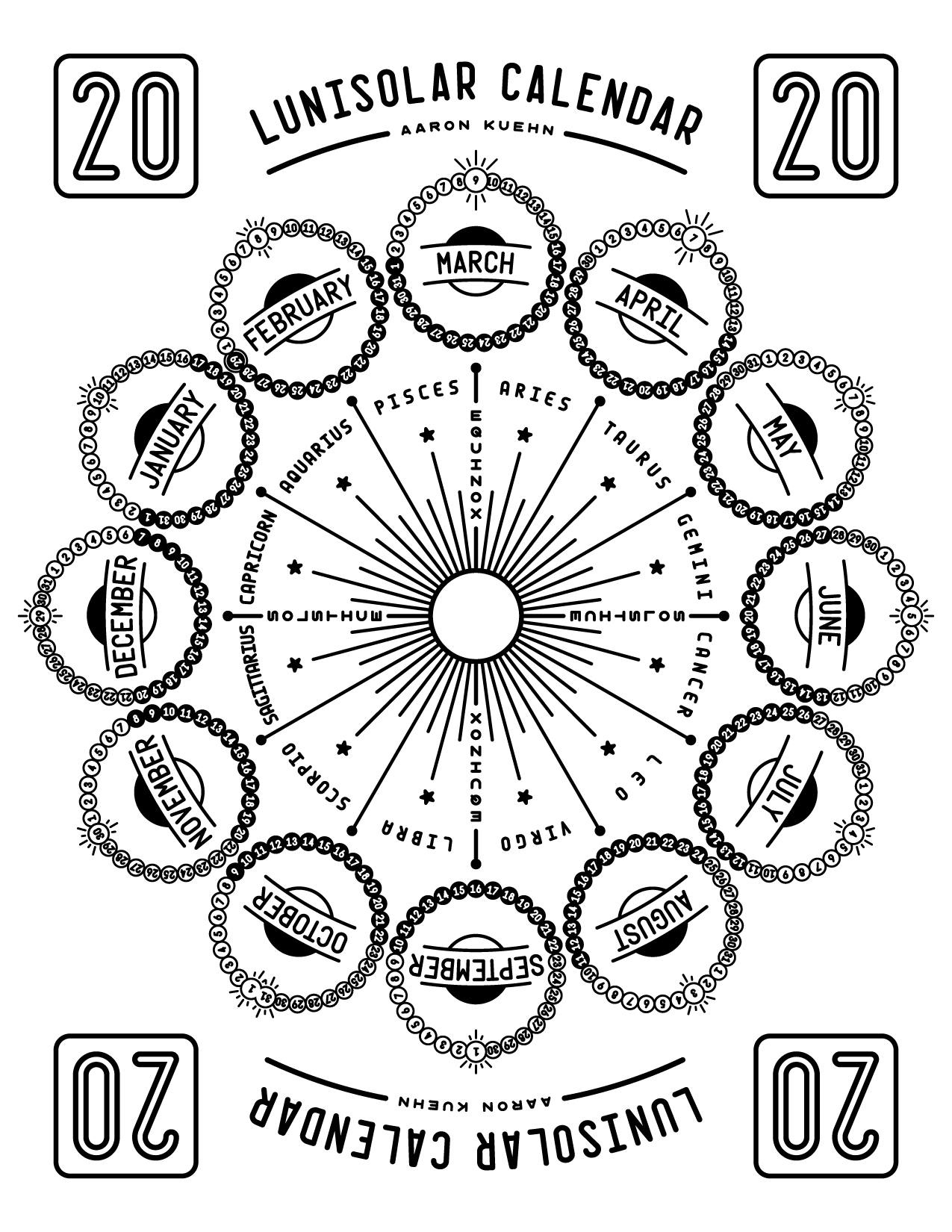 2020 Solar Calendar Vs Lunar Calendar Template Calendar Design