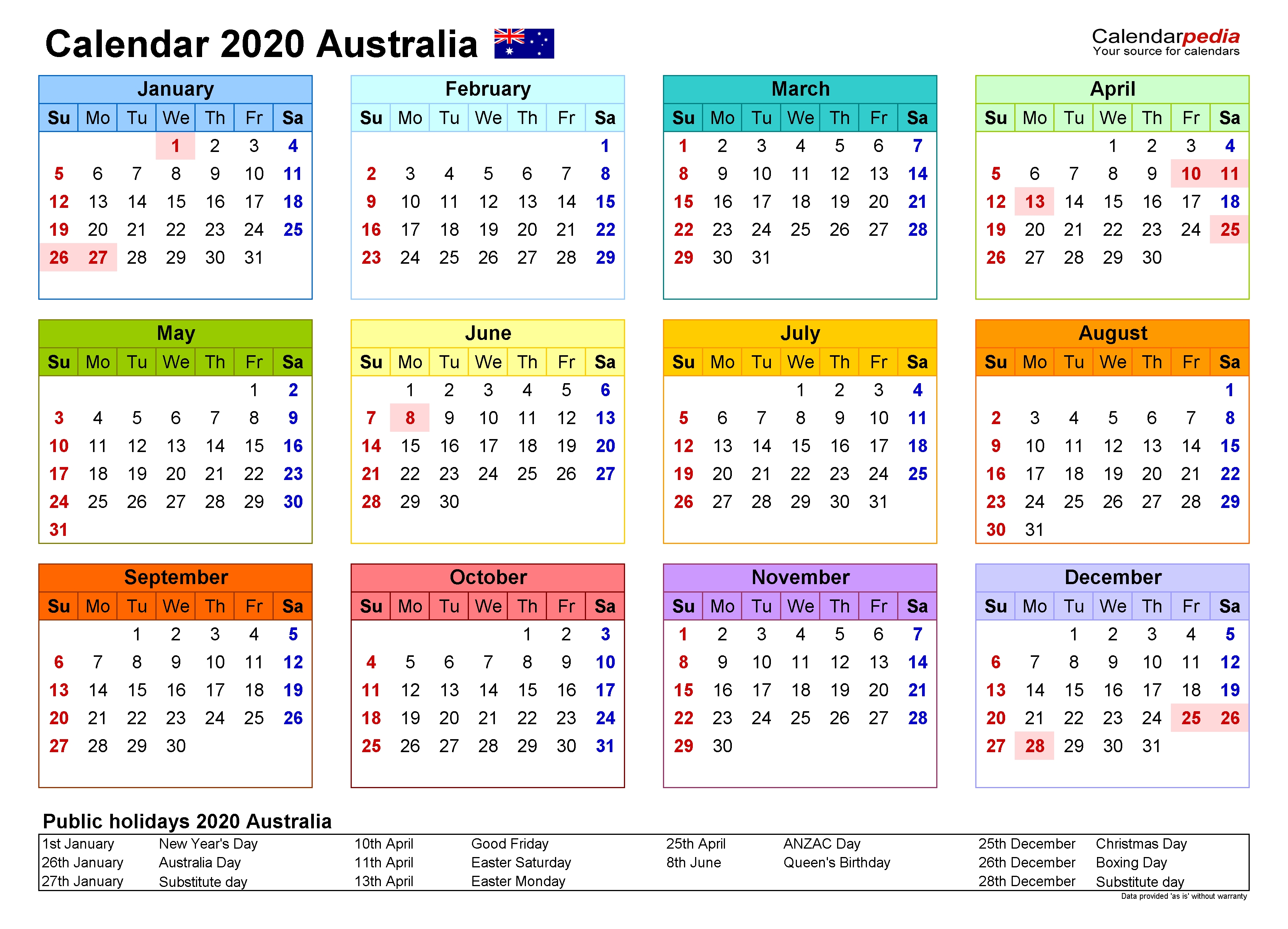 Australia Calendar 2020 - Free Printable Excel Templates  What Australian Financial Year Are We In Currently