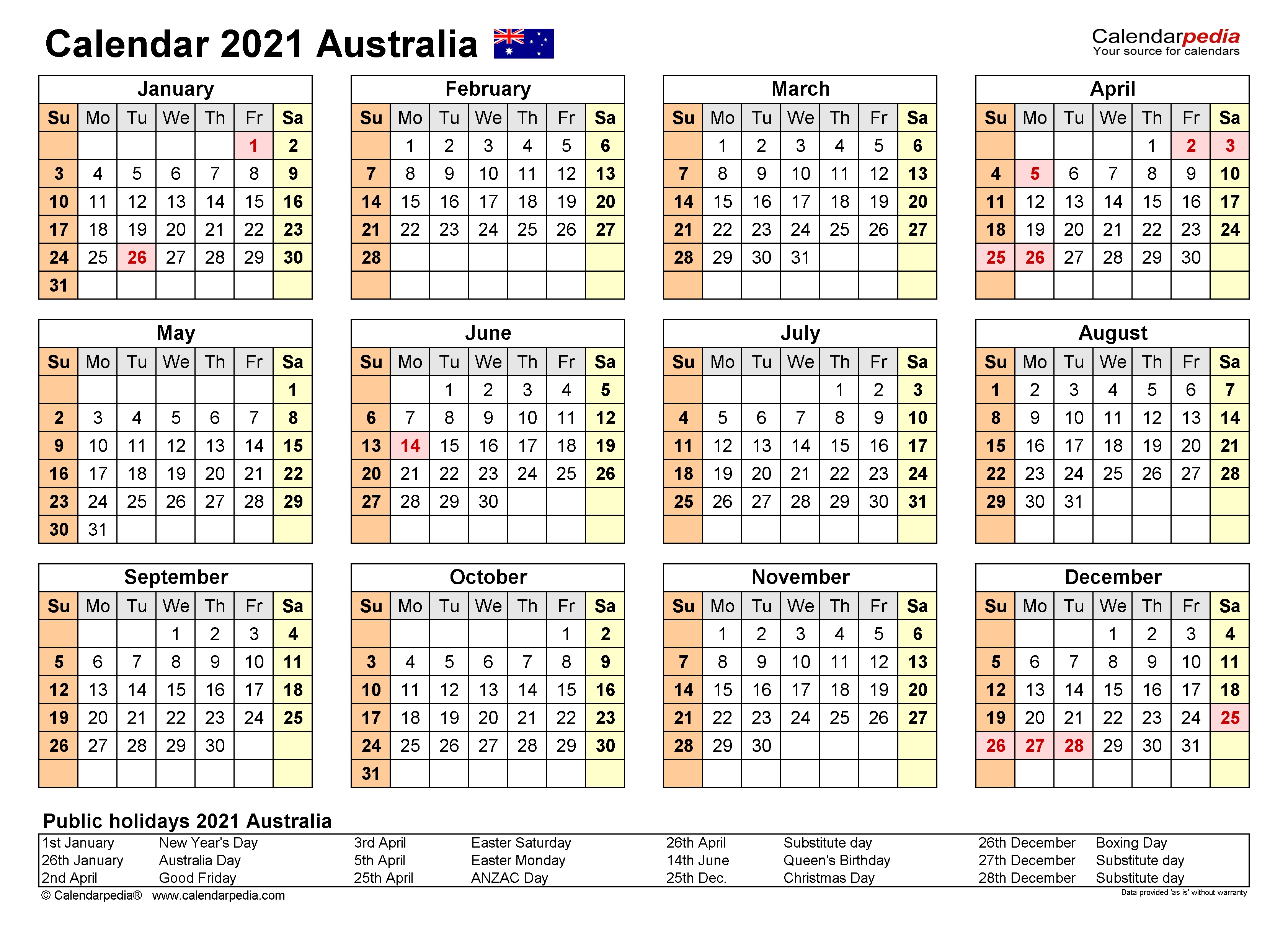 Australia Calendar 2021 - Free Printable Excel Templates  What Australian Financial Year Are We In Currently