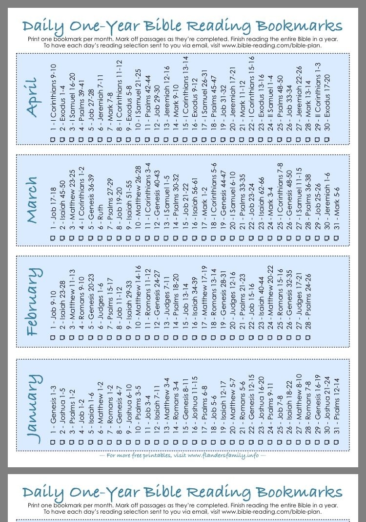 Printable Chronological Bible Reading Plan