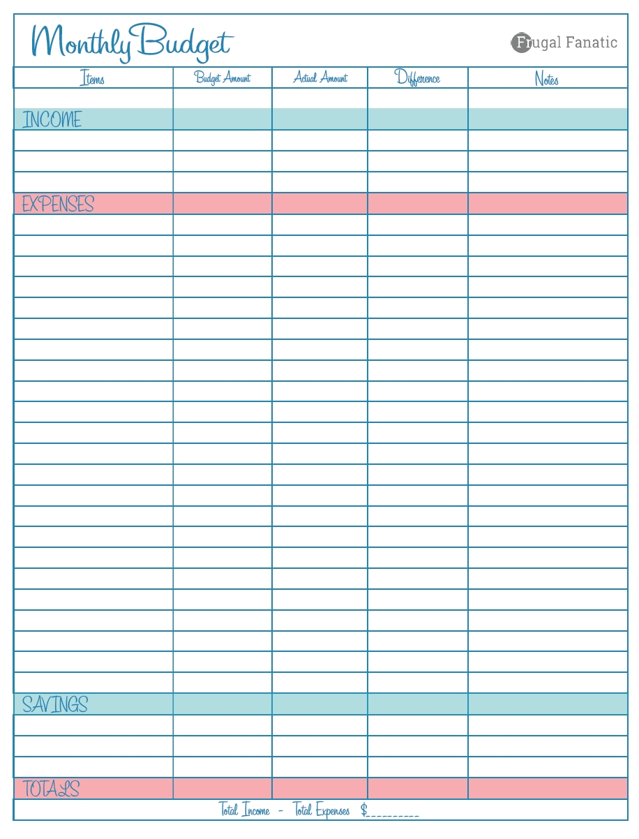 Blank Monthly Budget Worksheet | Budgeting Worksheets  Monthly Bill Sheet Printable
