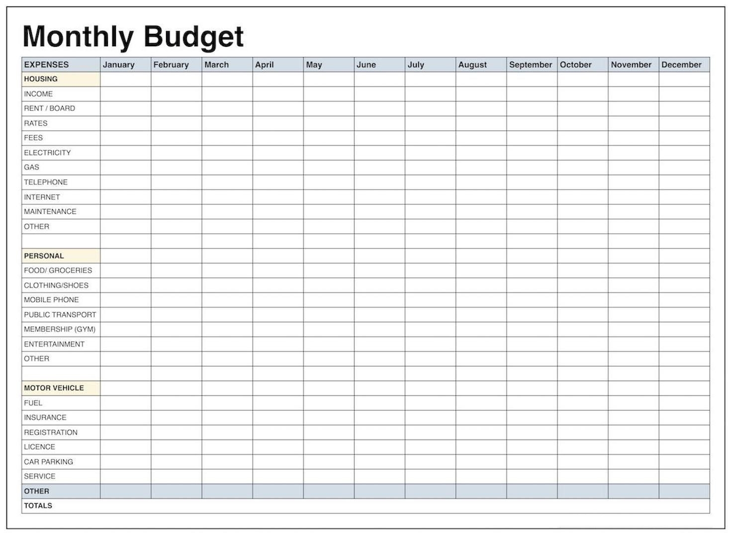 Budget Spreadsheet Template Excel | Monthly Budget Excel  Free Monthly Spreadsheet Templates