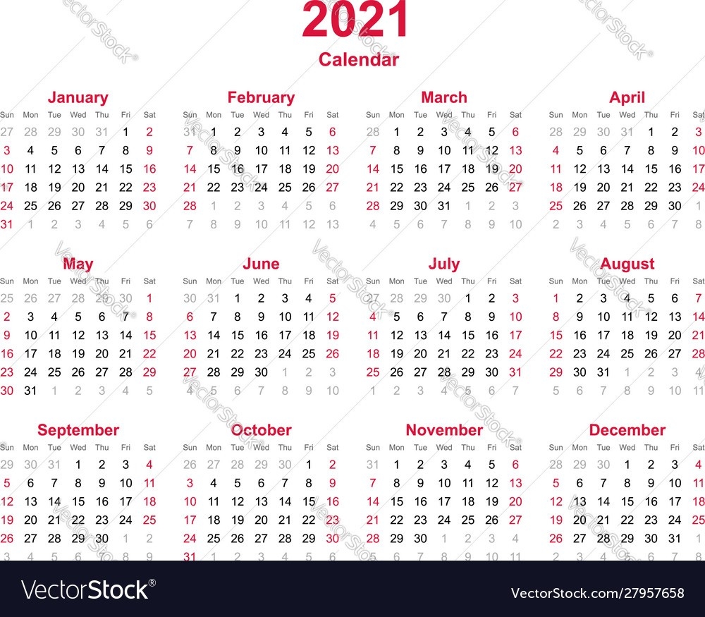 Calendar 2021 - 12 Months Yearly Calendar  July 2021 12 Months