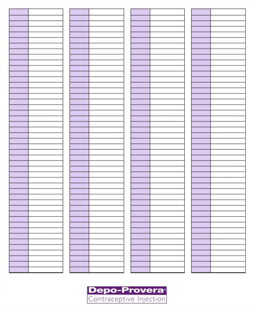 Printable Depo Provera Schedule Chart Template Calendar Design