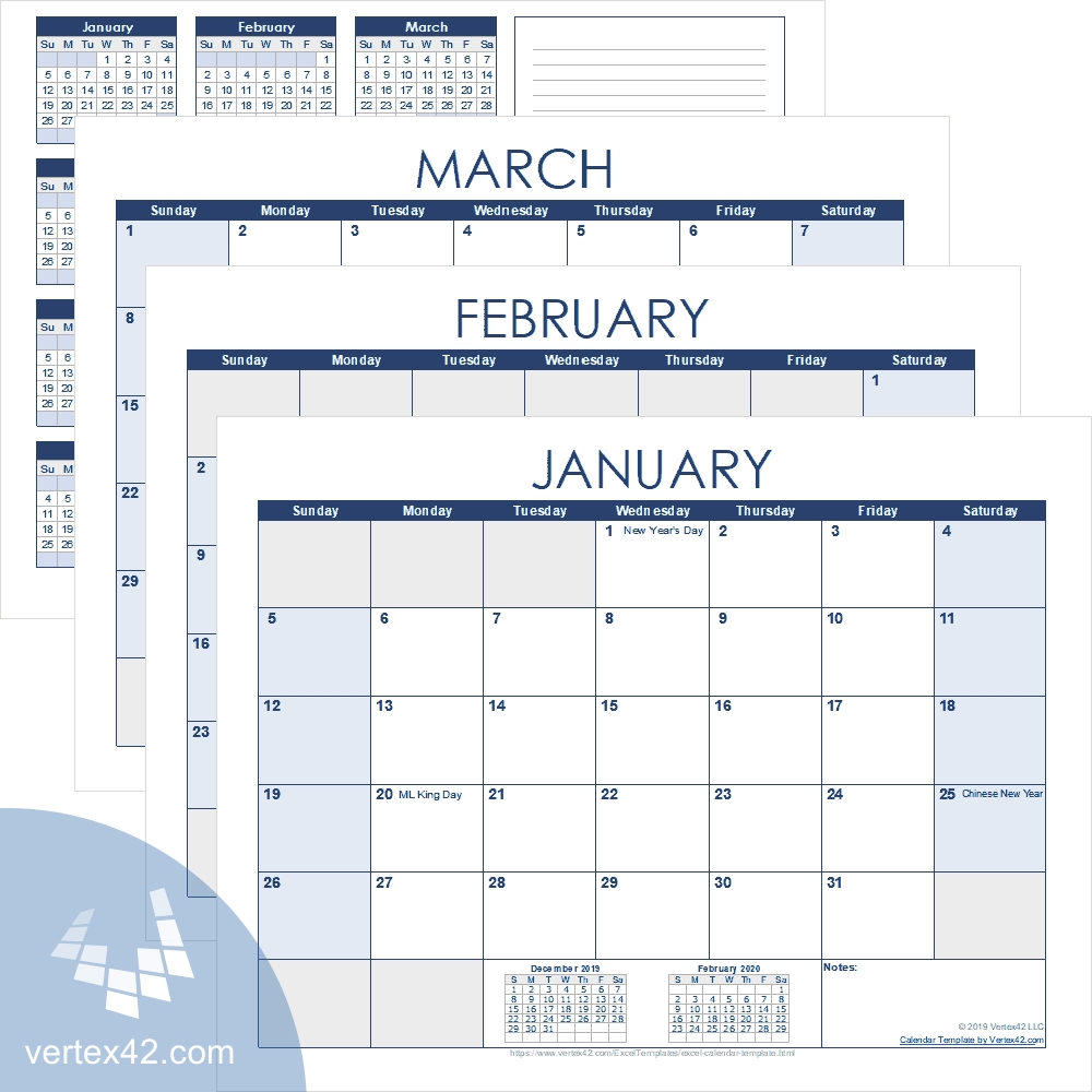 Excel Calendar Template For 2020 And Beyond  2020 Calendar Template