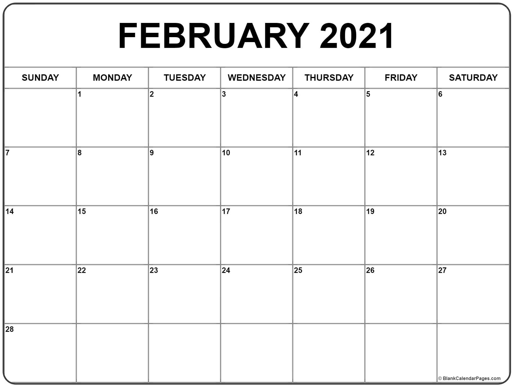 February 2021 Calendar | Free Printable Monthly Calendars  2021 Calendar Printable