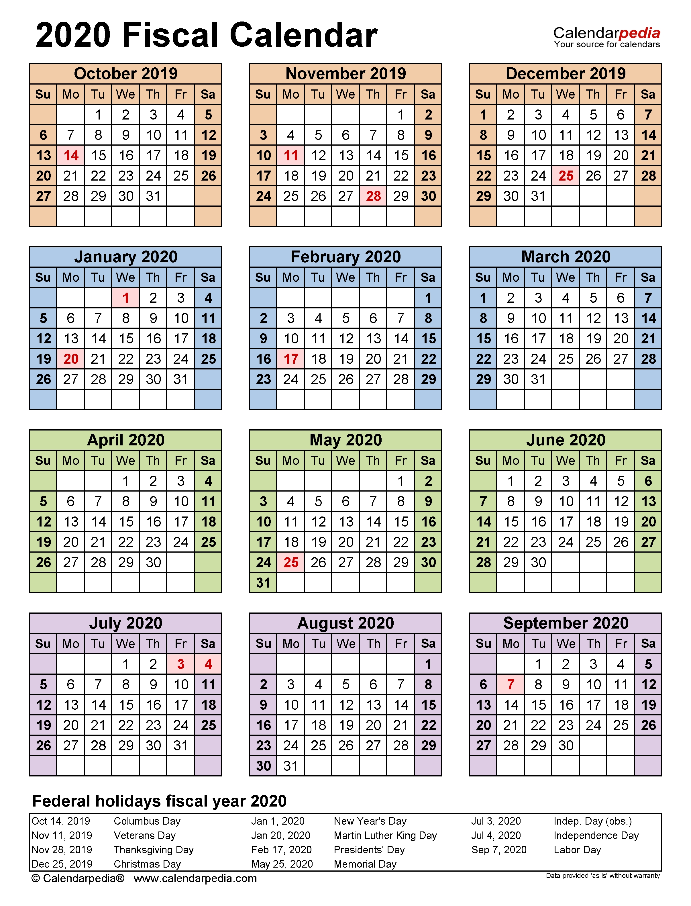 Fiscal Calendars 2020 - Free Printable Pdf Templates  What Is This Financail Year In Australia