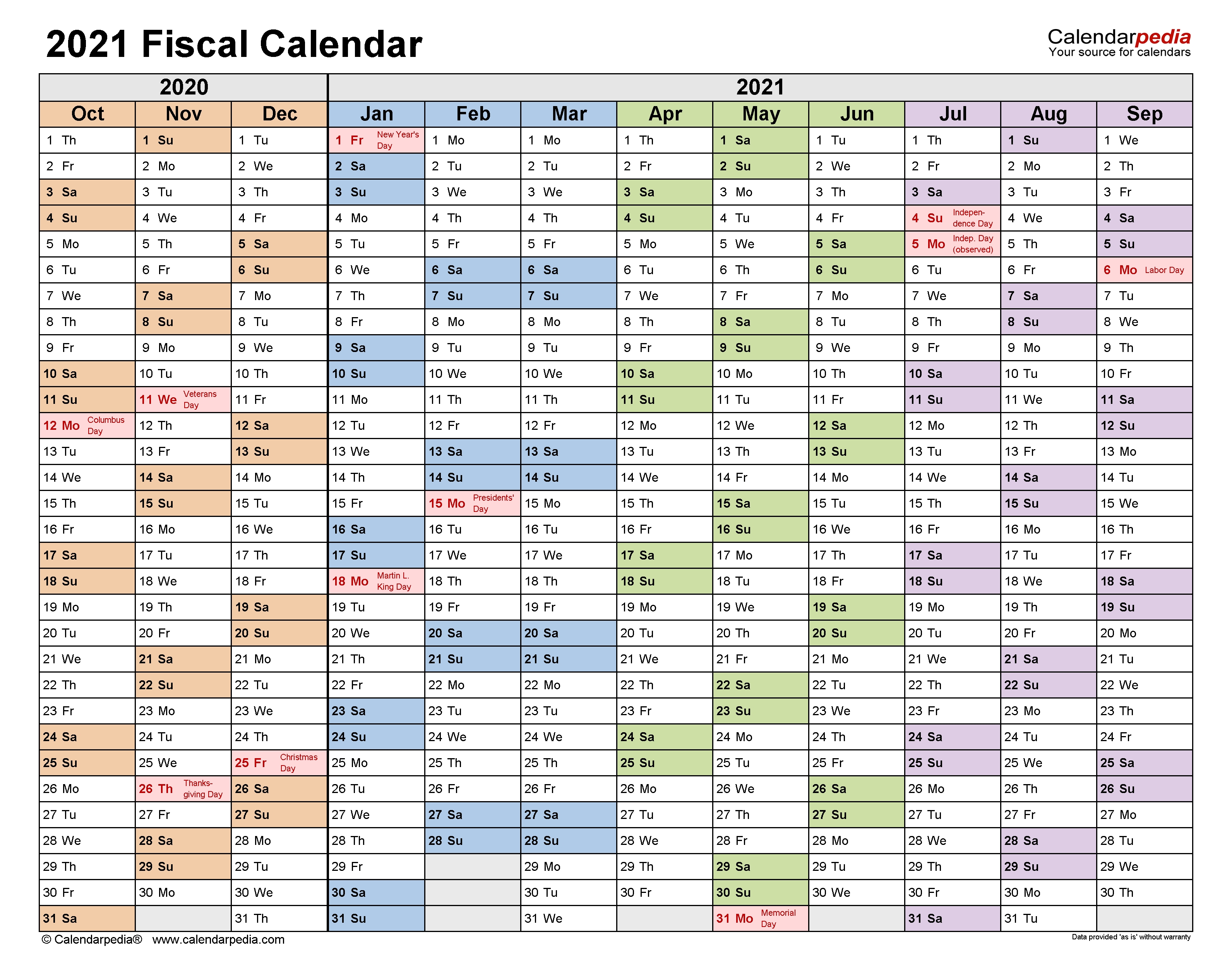 Fiscal Calendars 2021 - Free Printable Pdf Templates  2021 Financial Calendar Australia