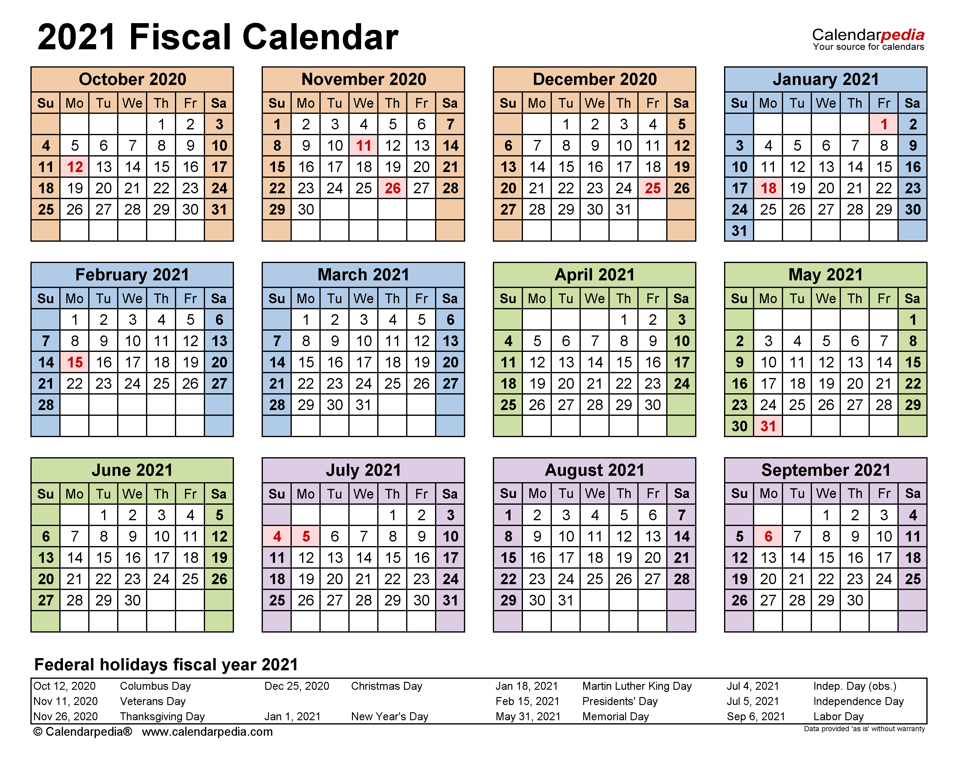 Fiscal Calendars 2021 - Free Printable Pdf Templates  2021 Financial Calendar Australia
